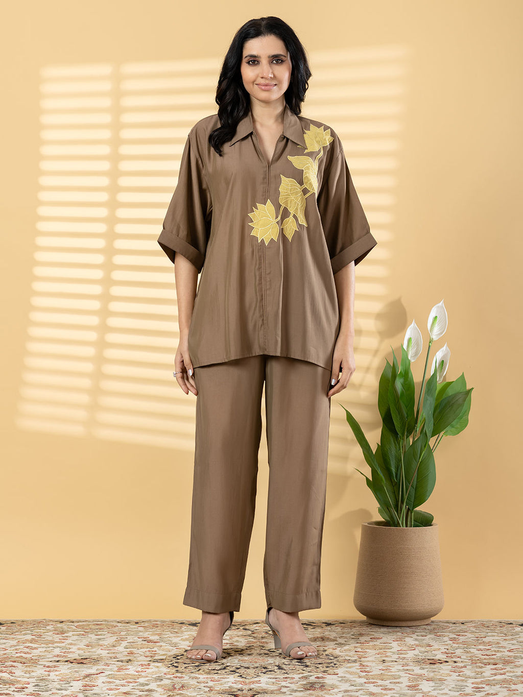 Straight style cotton Brown co-ord set