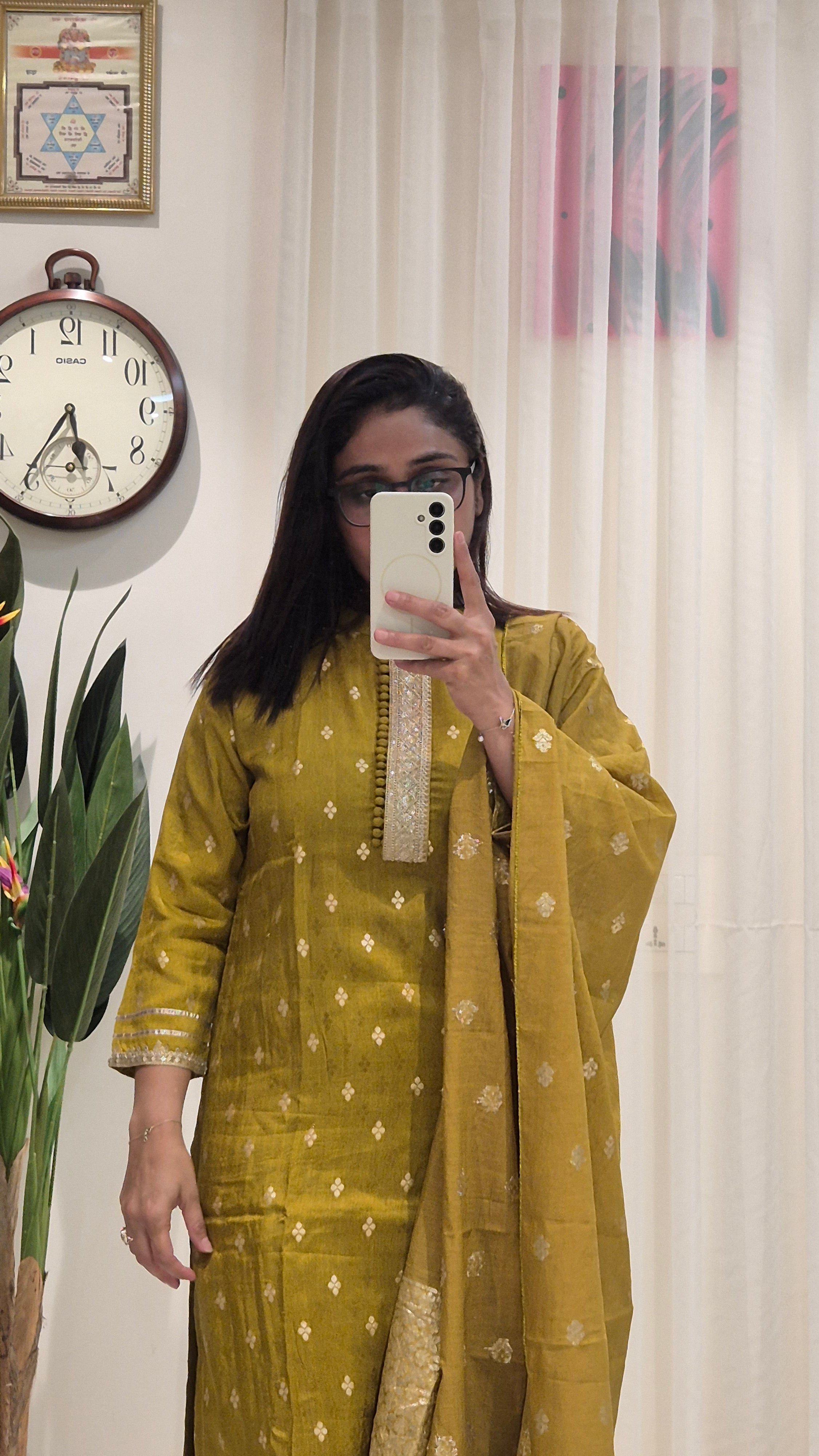Noor Mehndi Straight Cut Kurti Set