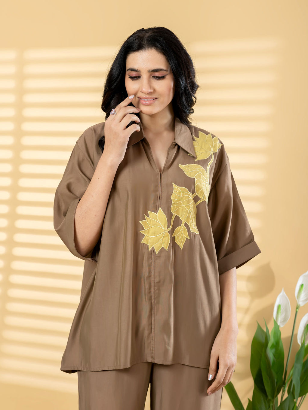 Straight style cotton Brown co-ord set