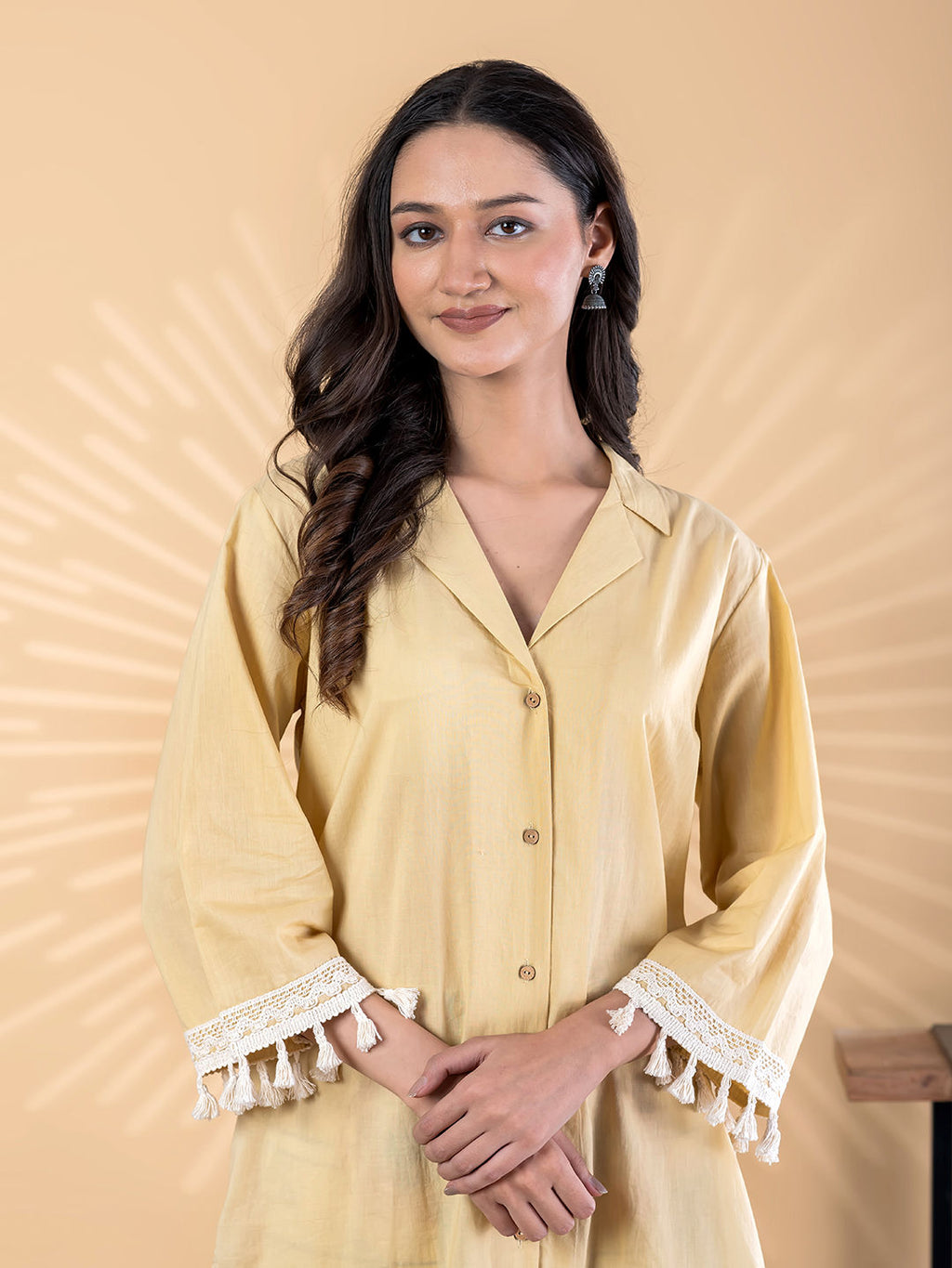 Straight style poly cotton yellow co-ord set