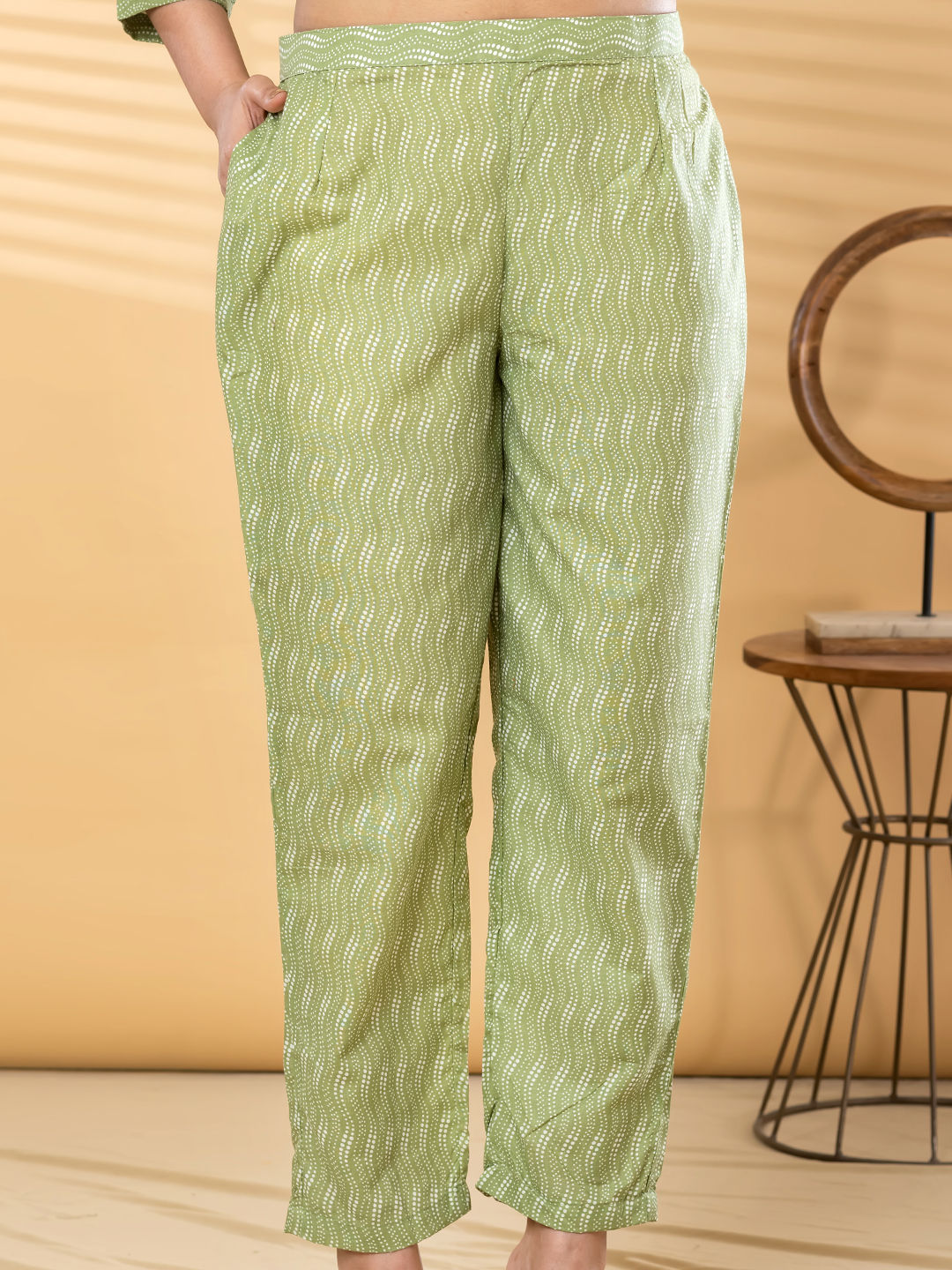 Straight style cotton green kurta set with dupatta