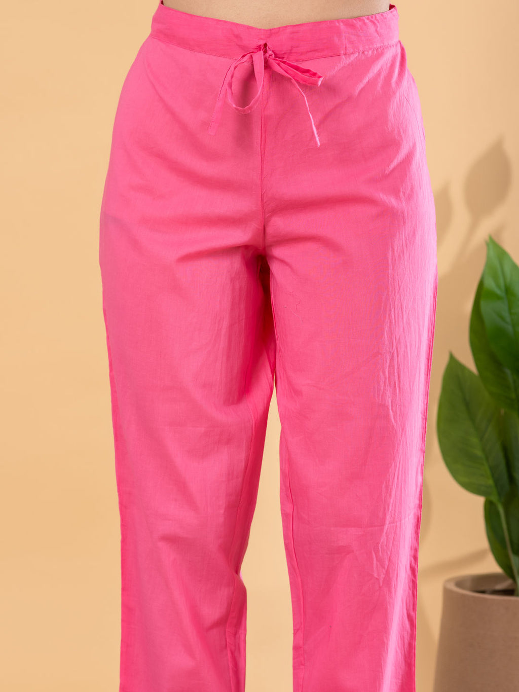 Straight style cotton pink kurta set with dupatta