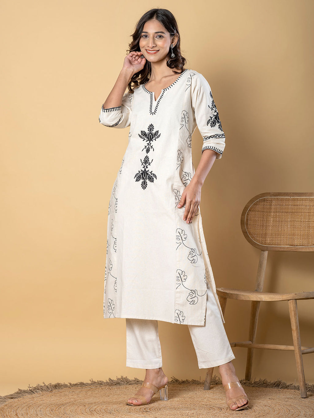 Straight Style Kurta (White)