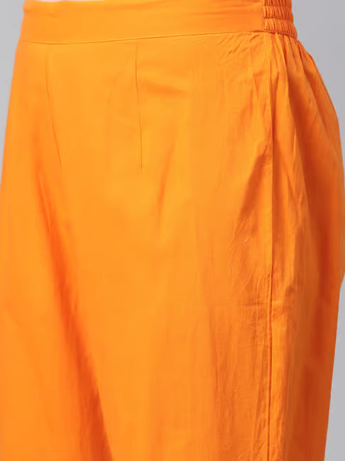 Orange striped kurta pant set