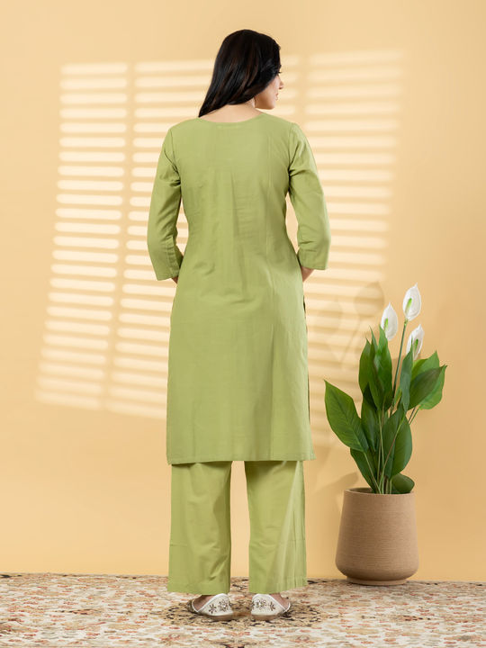 Straight style cotton kurta (Green)