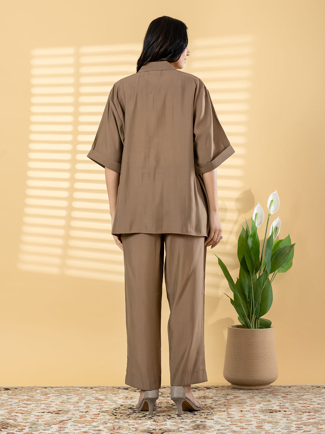 Straight style cotton Brown co-ord set
