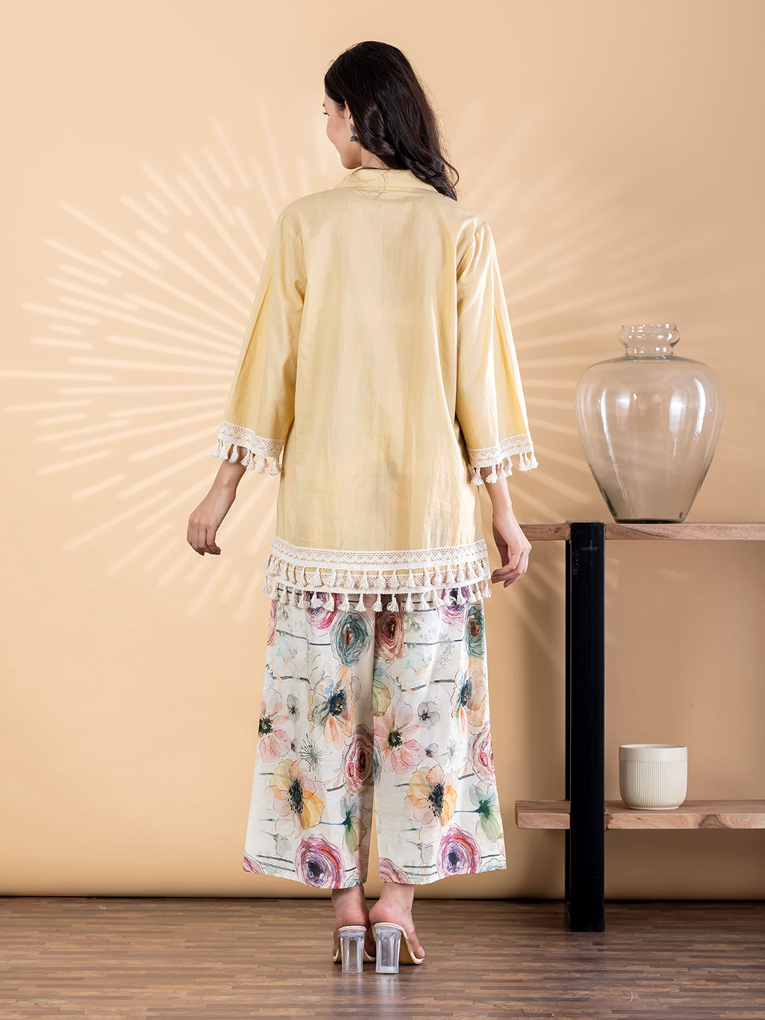 Straight style poly cotton yellow co-ord set
