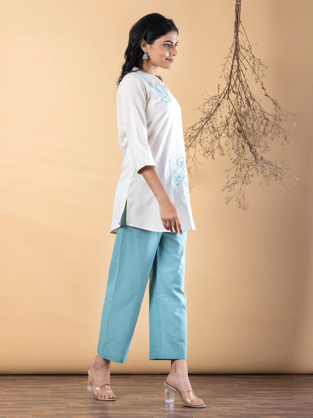 Straight style cotton Ligh blue co-ord set