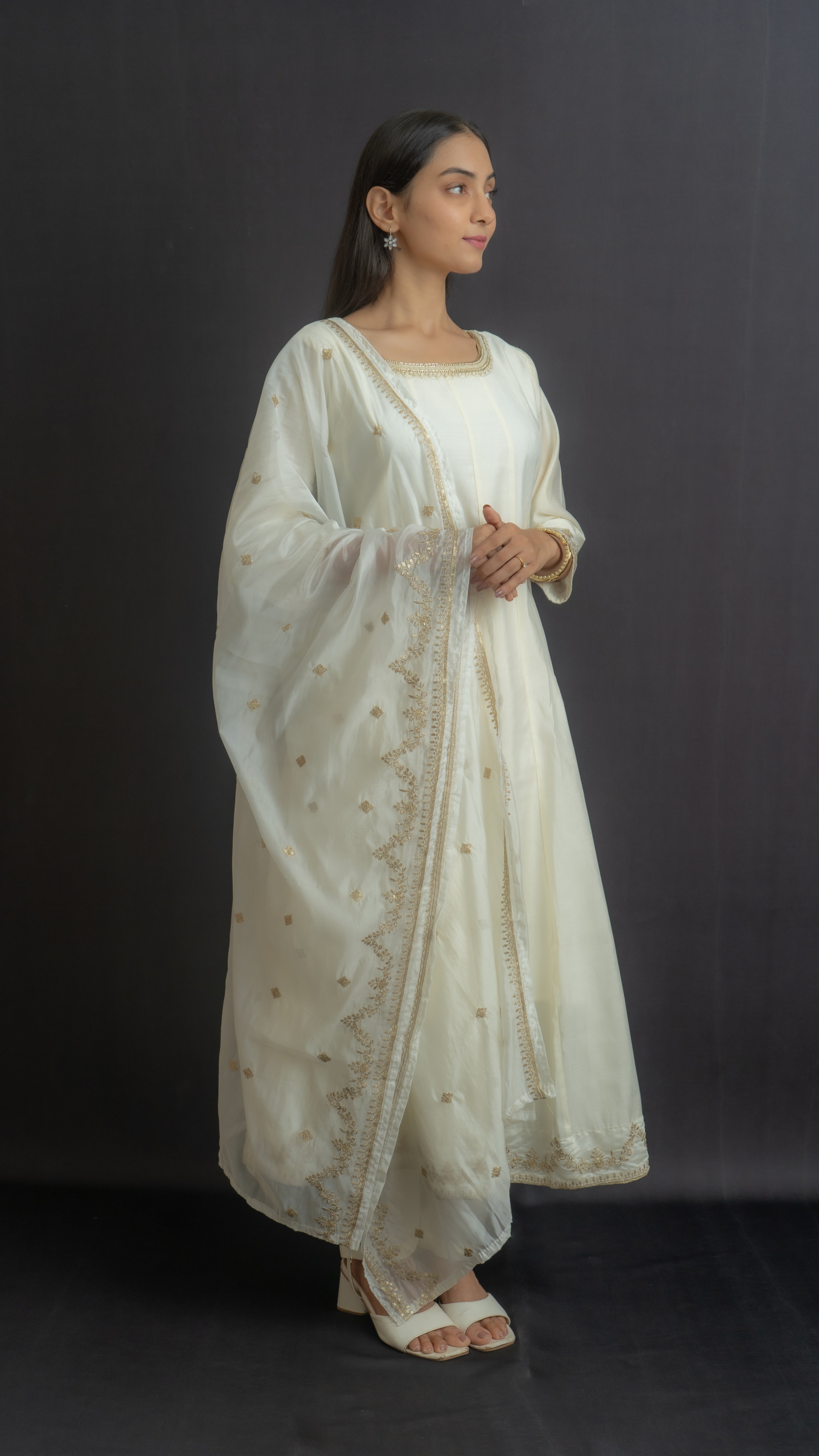 Chandani White Anarkali Set Lavanya By Deepali