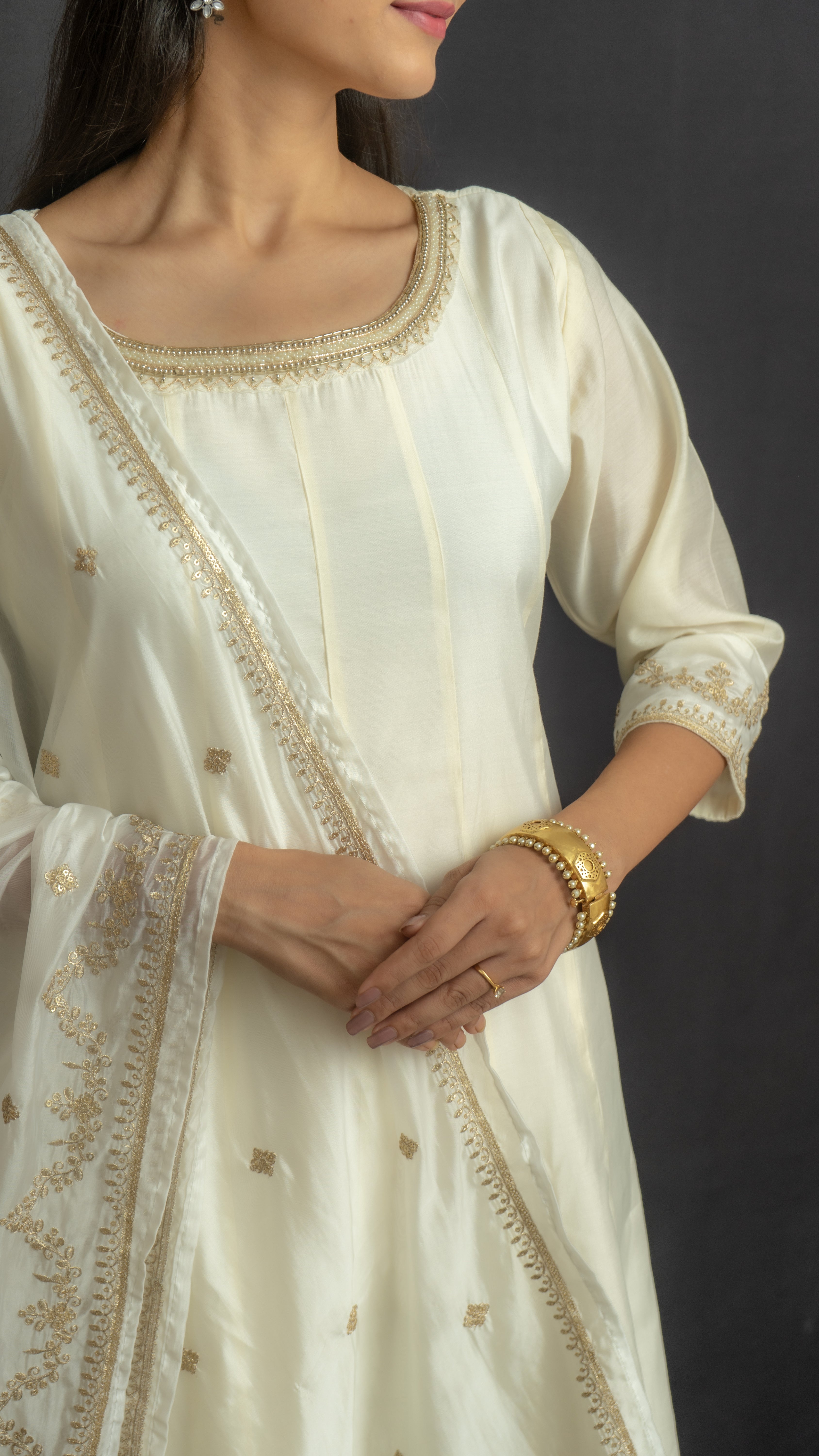 Chandani White Anarkali Set Lavanya By Deepali