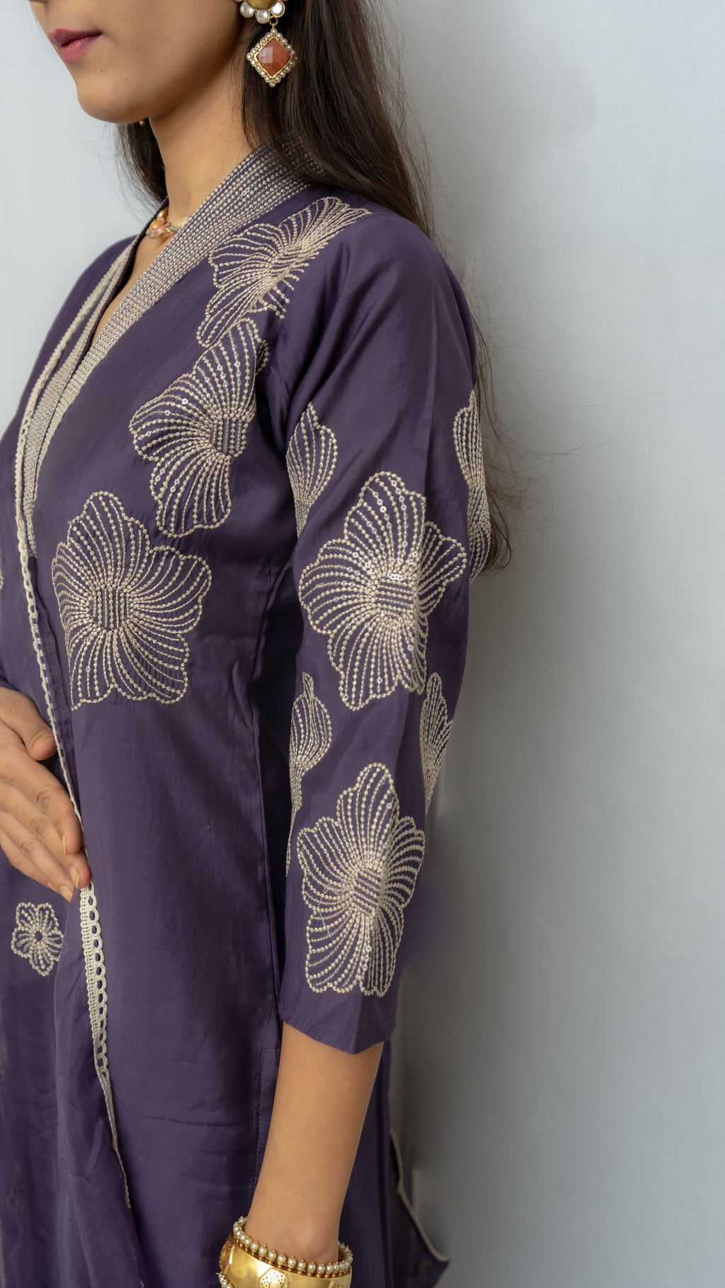 Sadagi Mull Chanderi (Purple) Kurta Set Lavanya By Deepali