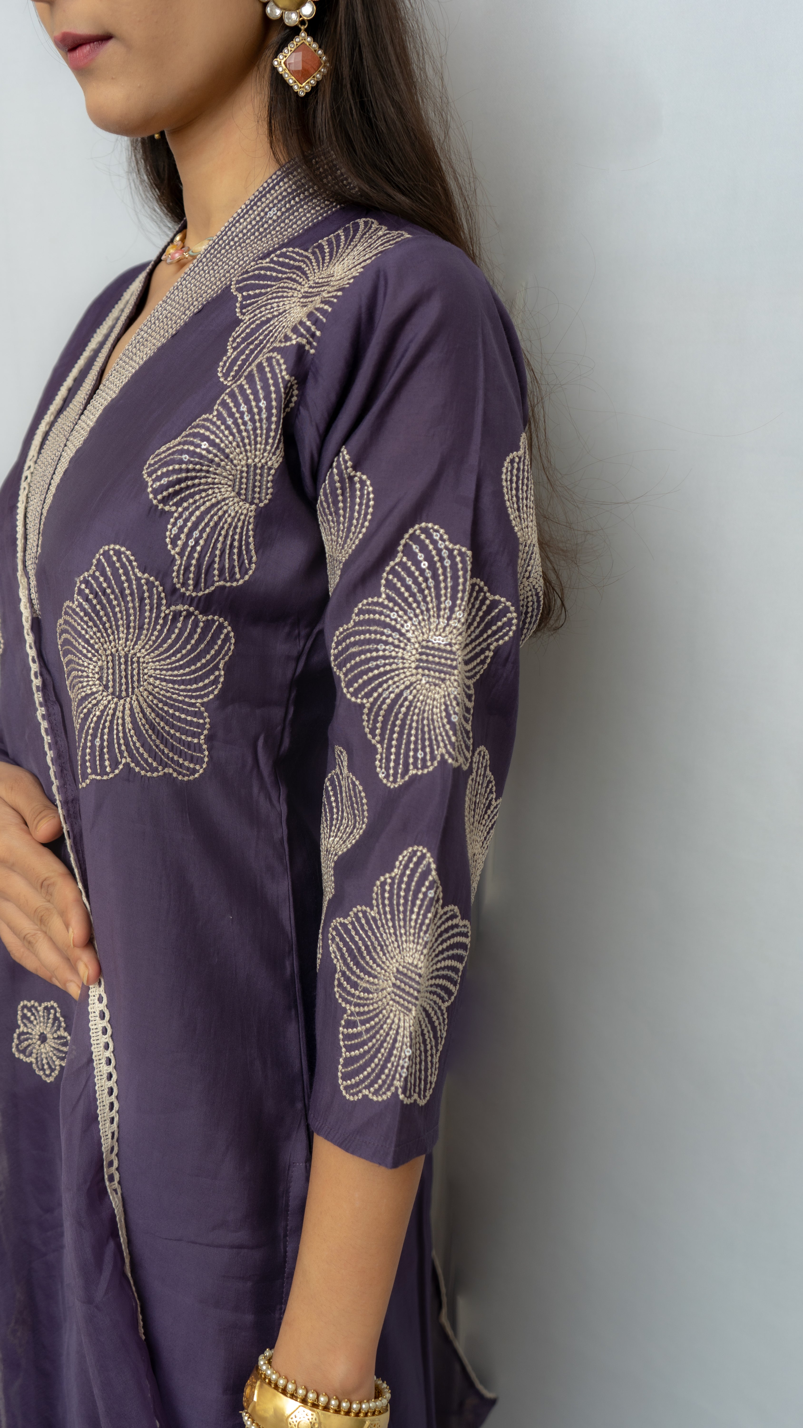 Sadagi Mull Chanderi (Purple) Kurta Set Lavanya By Deepali
