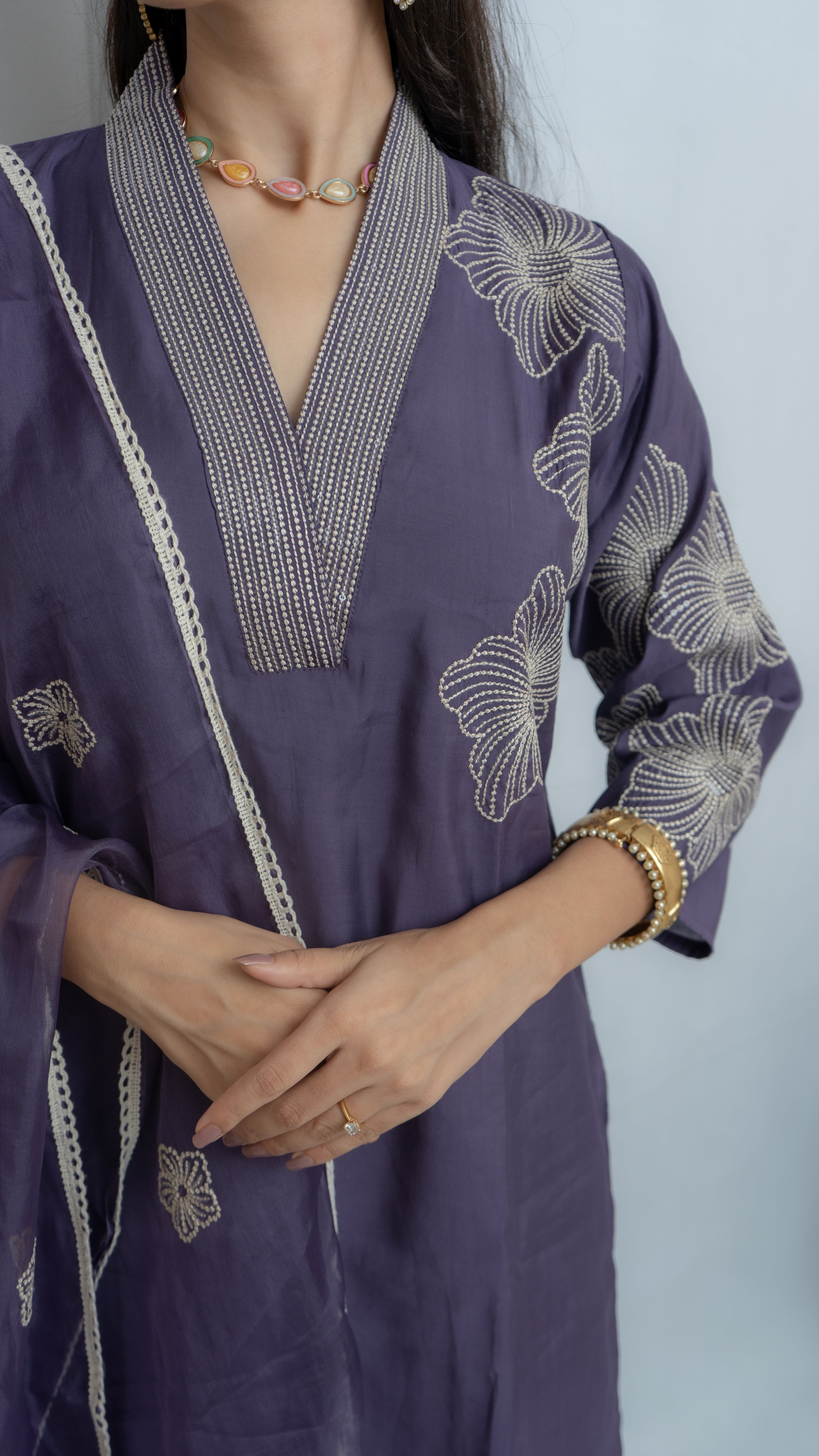 Sadagi Mull Chanderi (Purple) Kurta Set Lavanya By Deepali