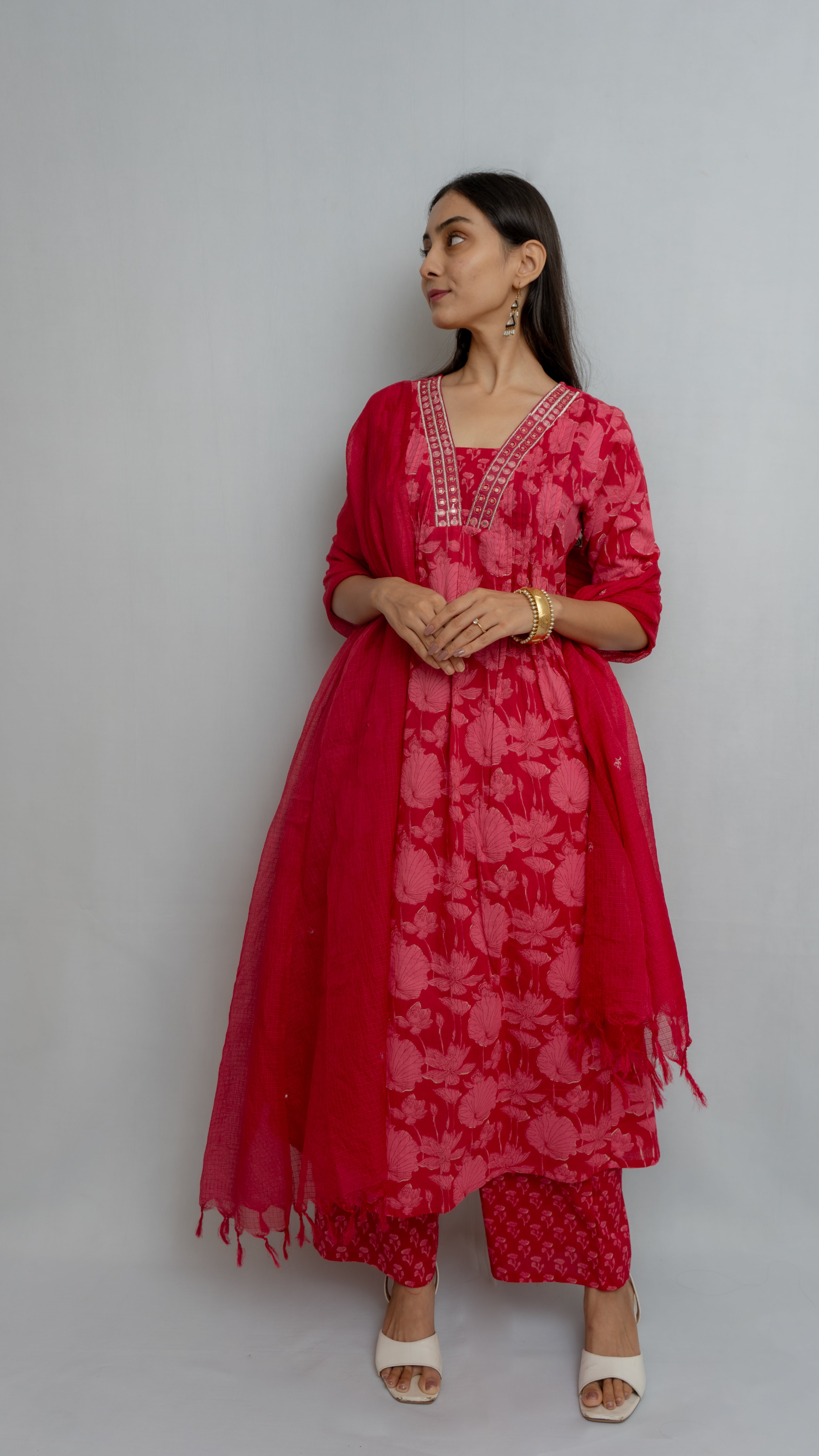 Riya A-Line Kurta set (Pink)