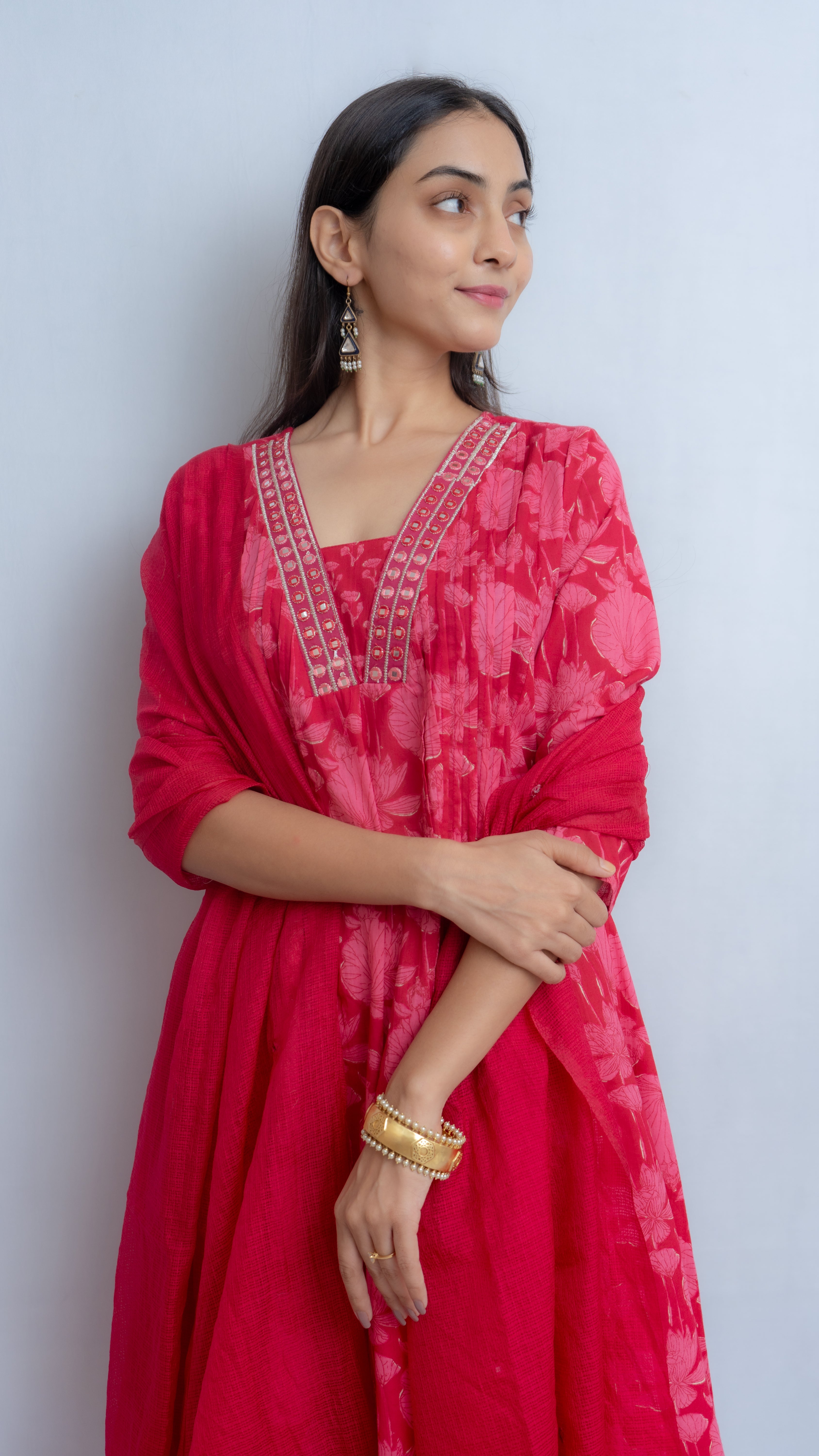 Riya A-Line Kurta set (Pink)