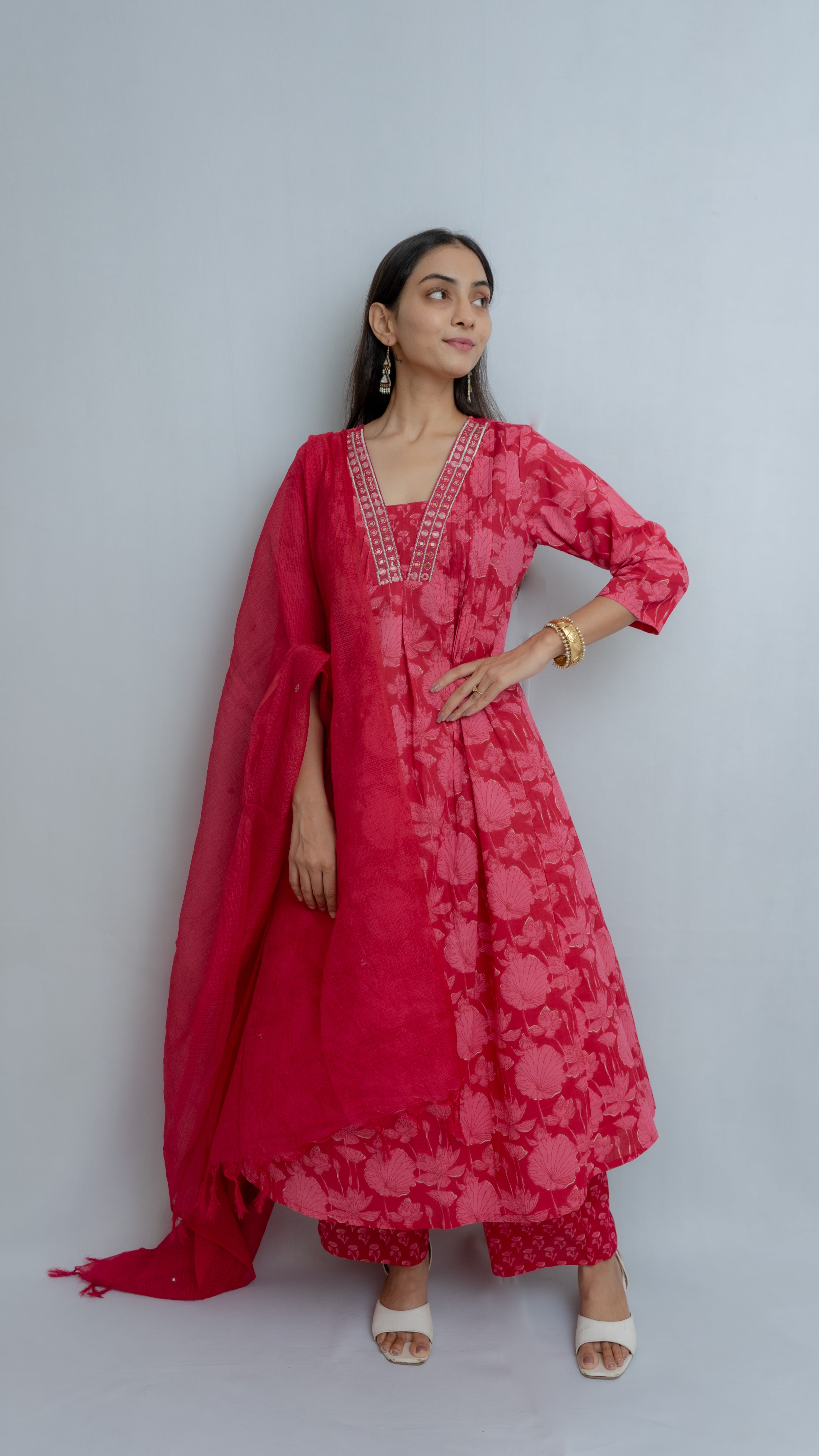 Riya A-Line Kurta set (Pink)