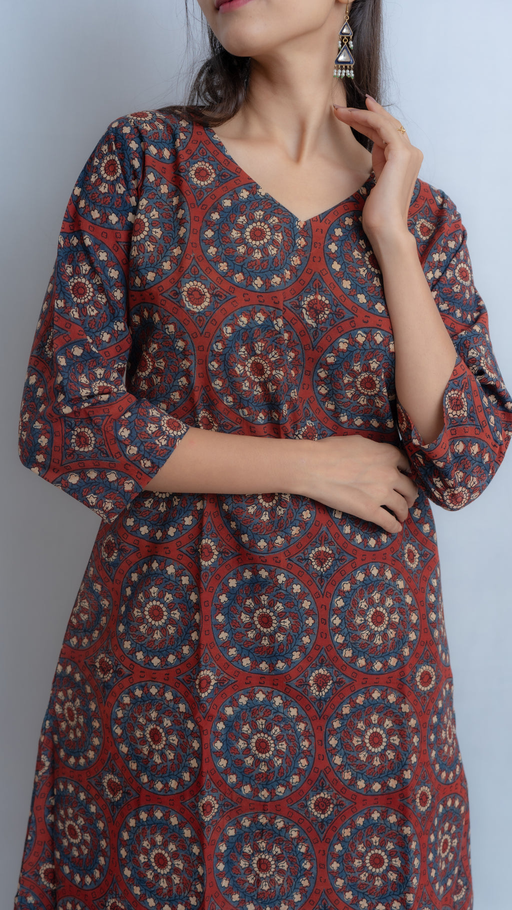 Maroon Ajarak Hand Block-Printed Co-Ord Set