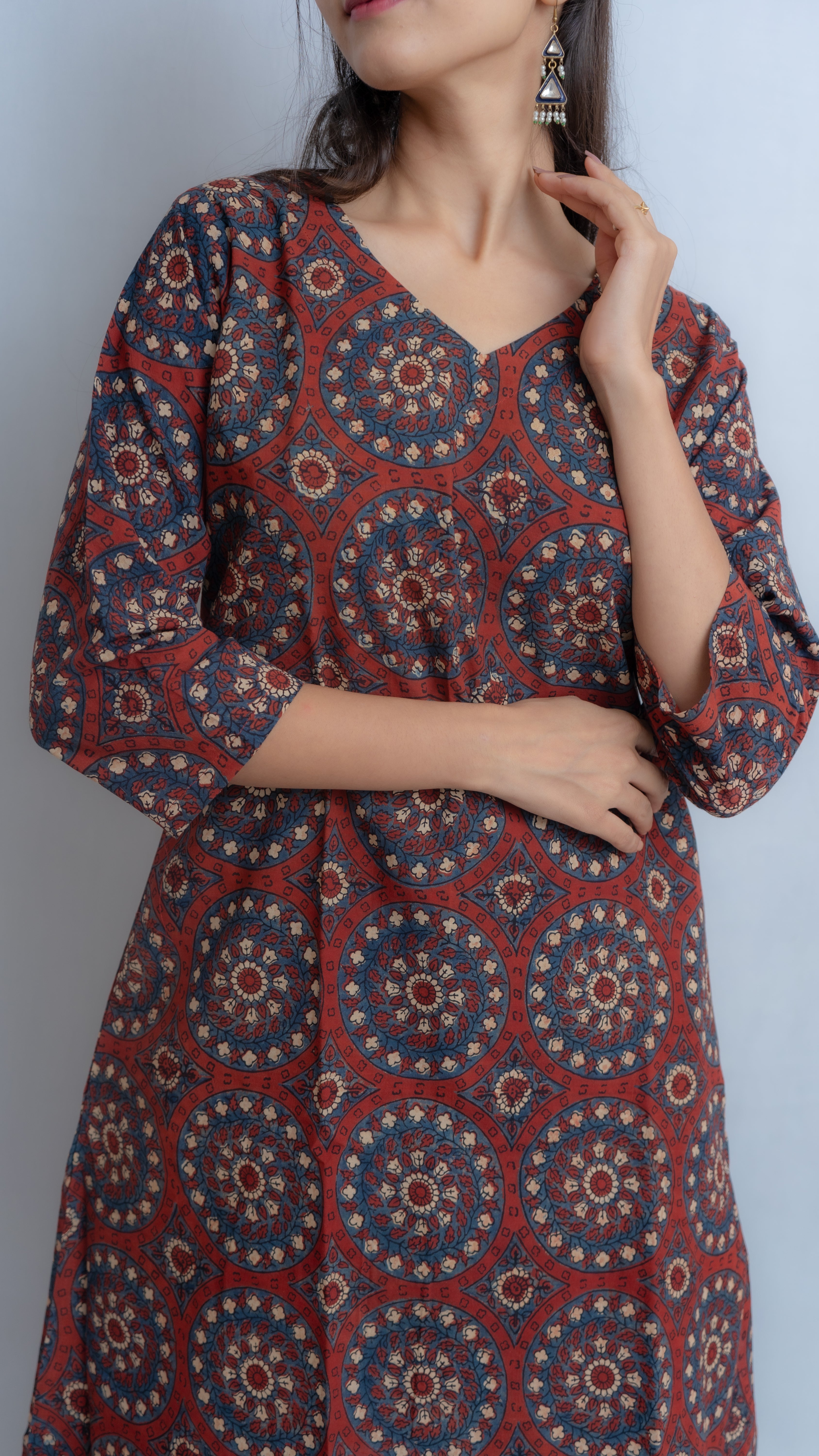 Maroon Ajarak Hand Block-Printed Co-Ord Set