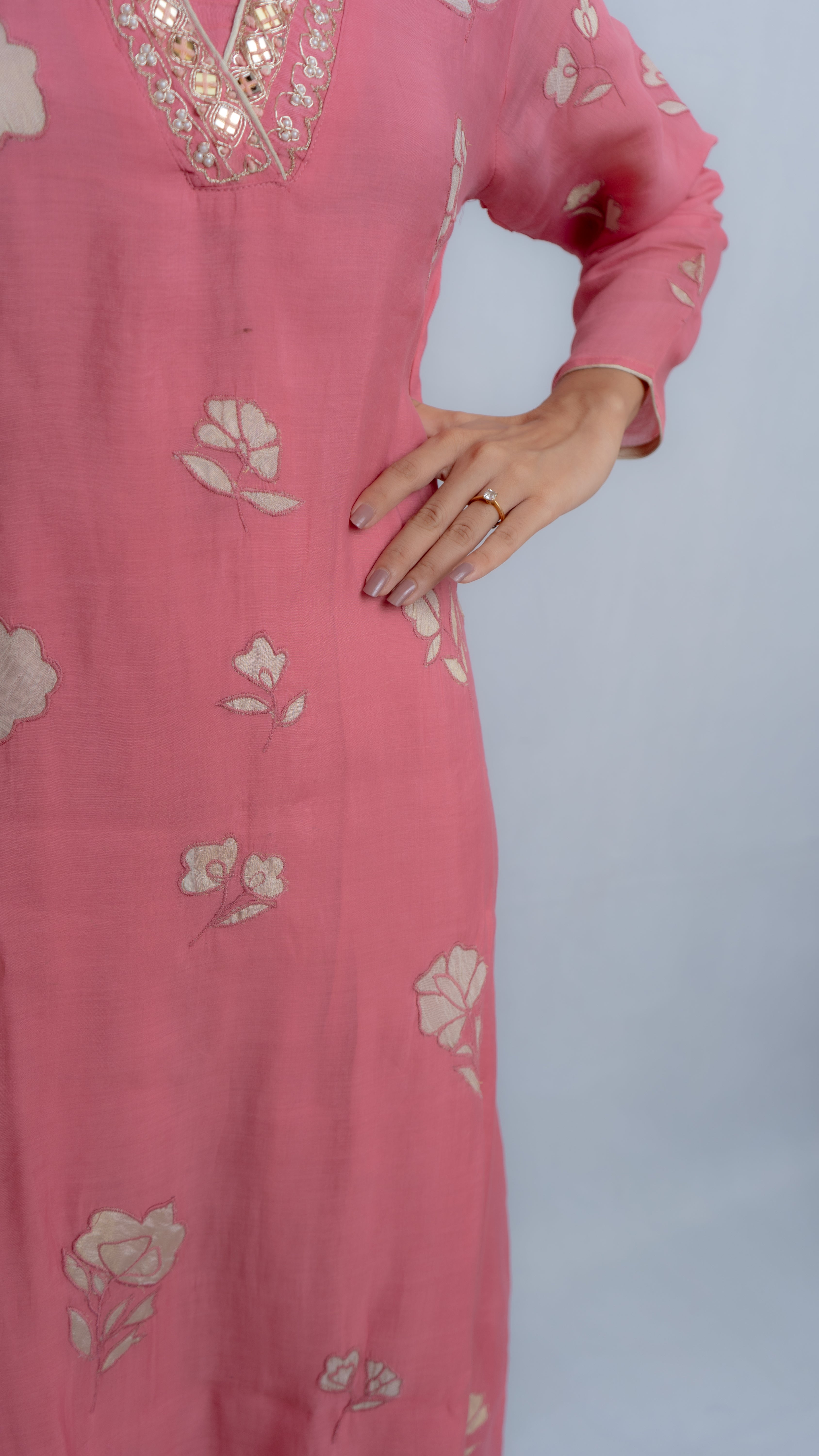 Sadagi Chanderi Patch Work Kurta Set Lavanya By Deepali