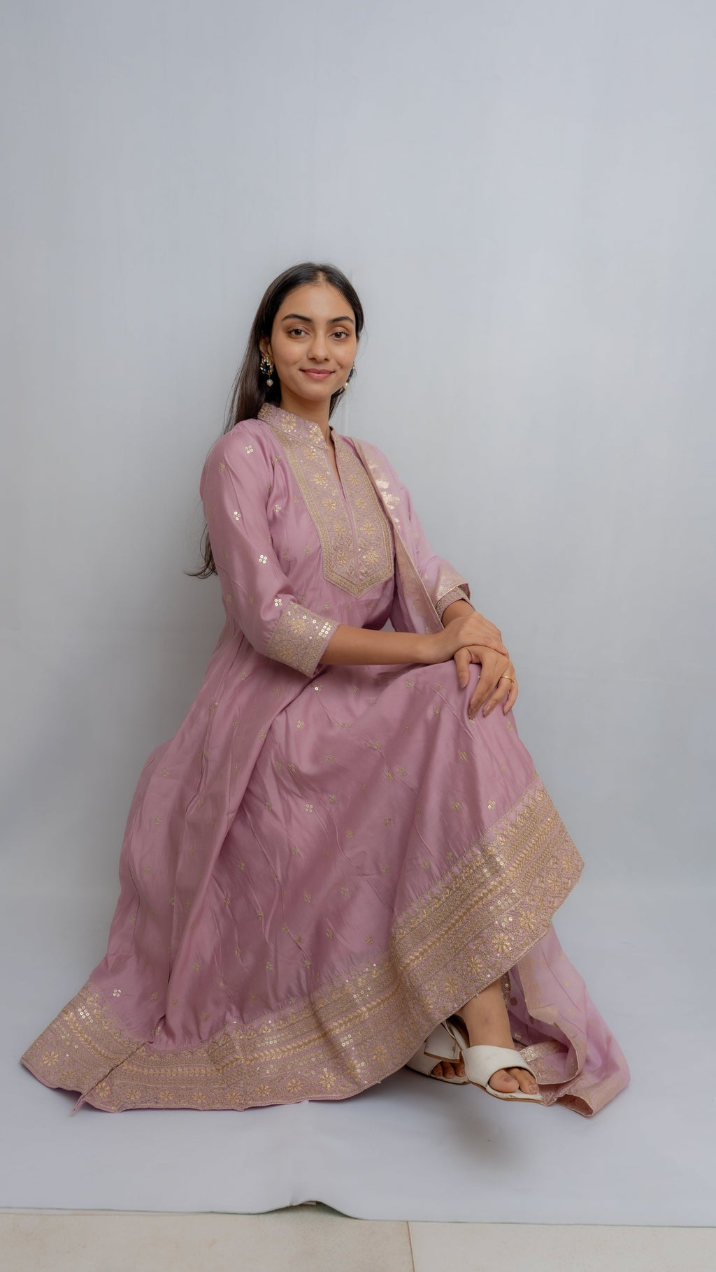 Chandani Light Lavander Kurta Set Lavanya By Deepali