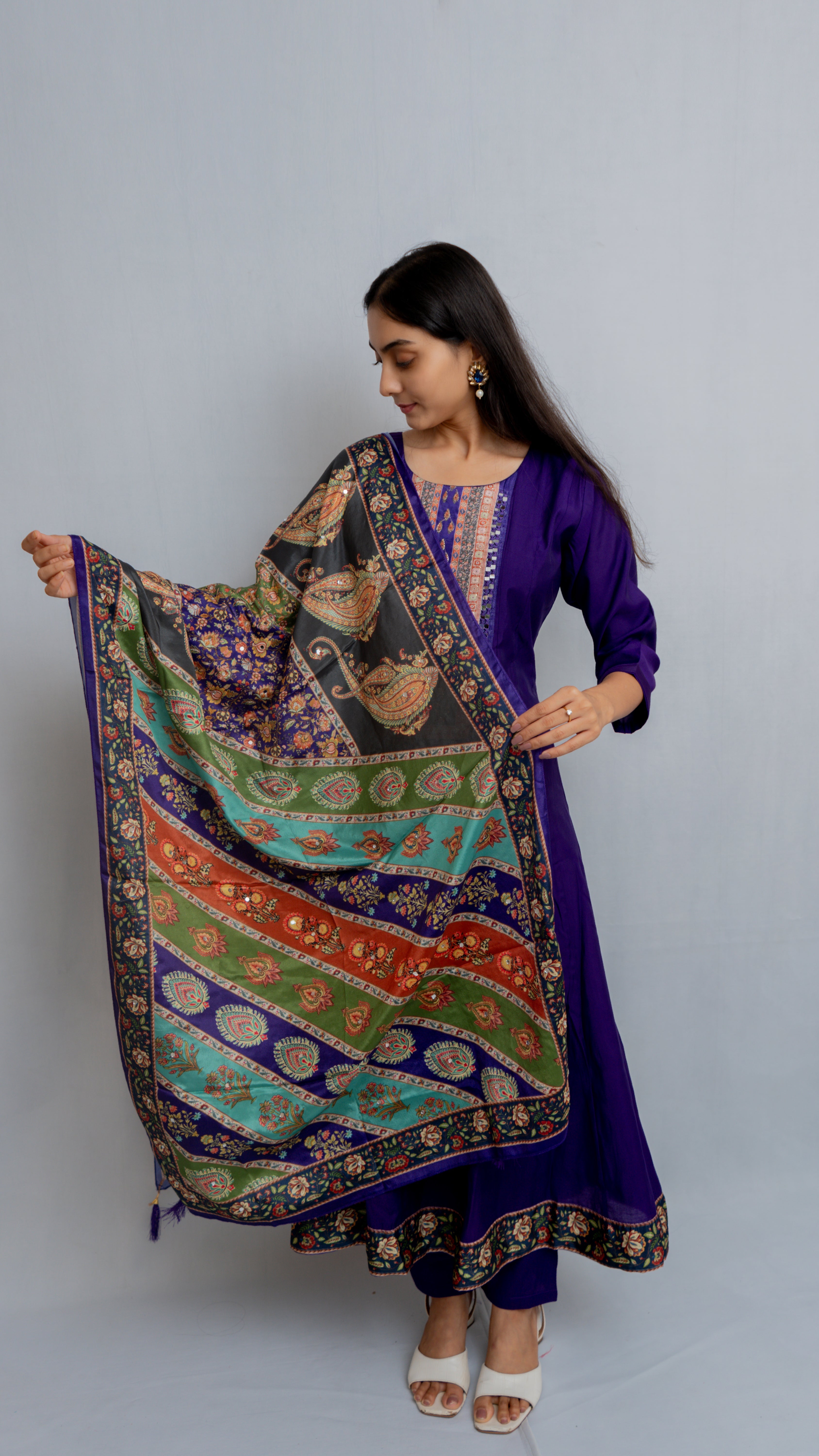 Chandani Full Border Anarkali Set (Purple) Lavanya By Deepali