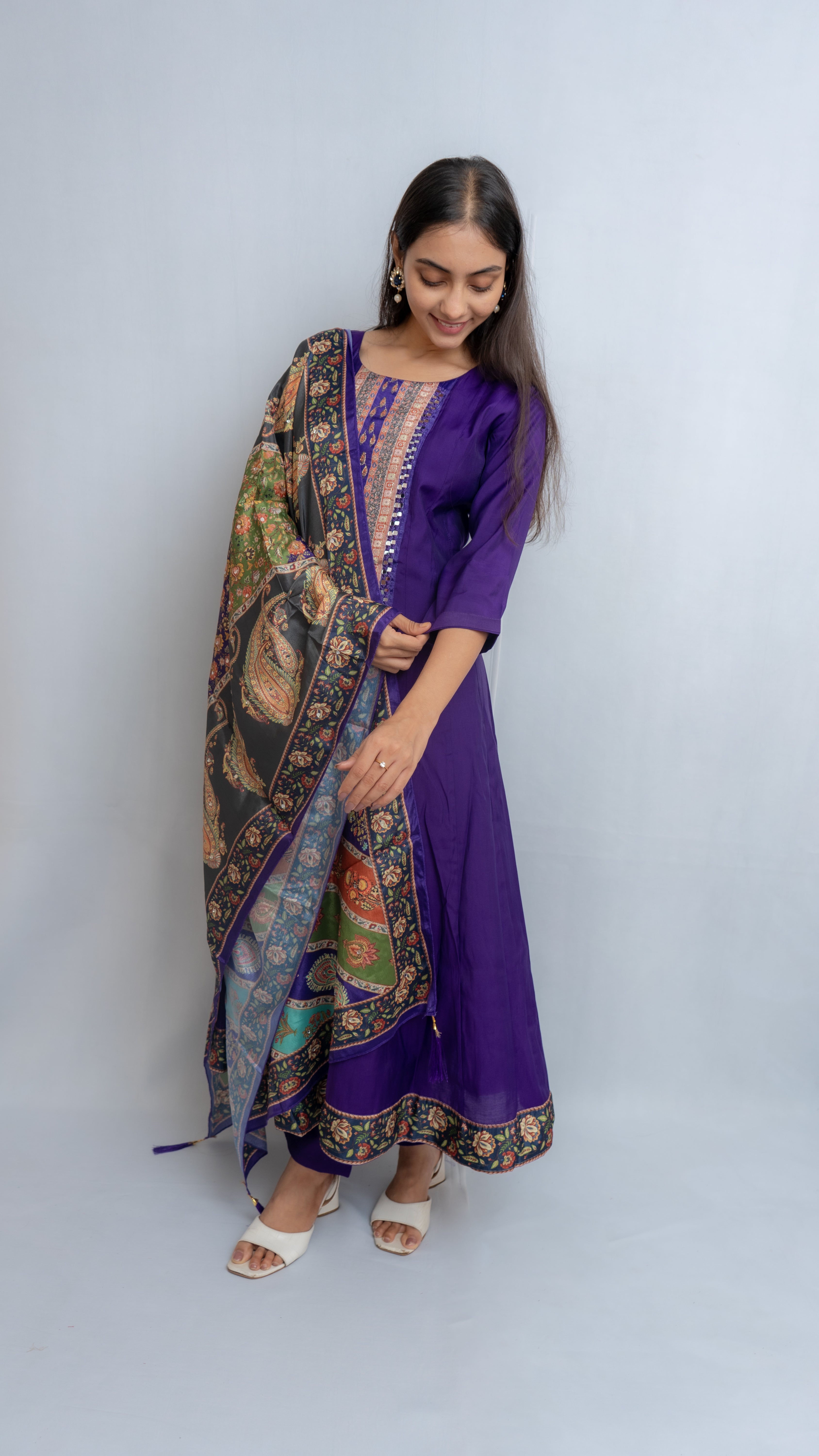 Chandani Full Border Anarkali Set (Purple) Lavanya By Deepali