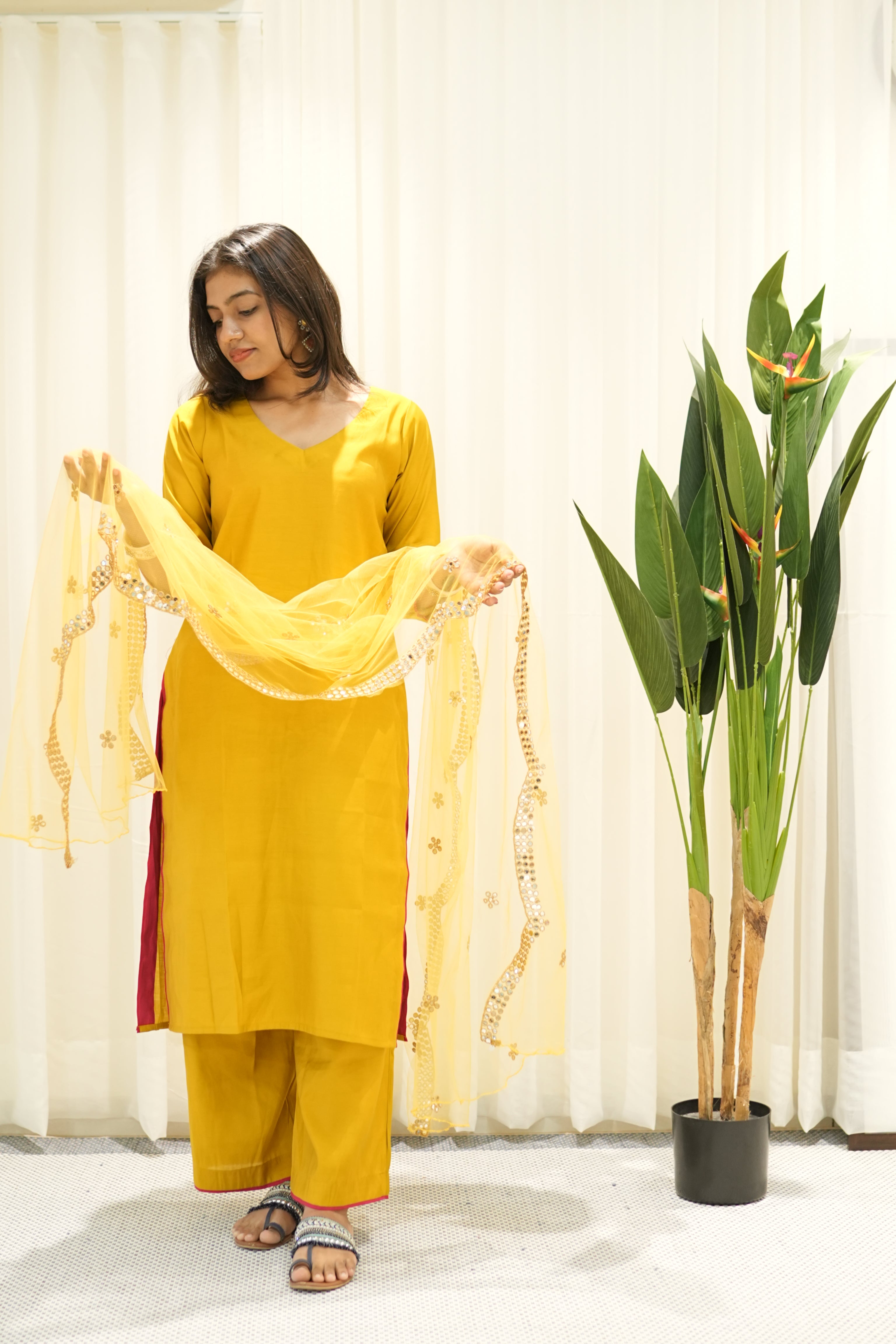 Timeless silk kurta set (Yellow)
