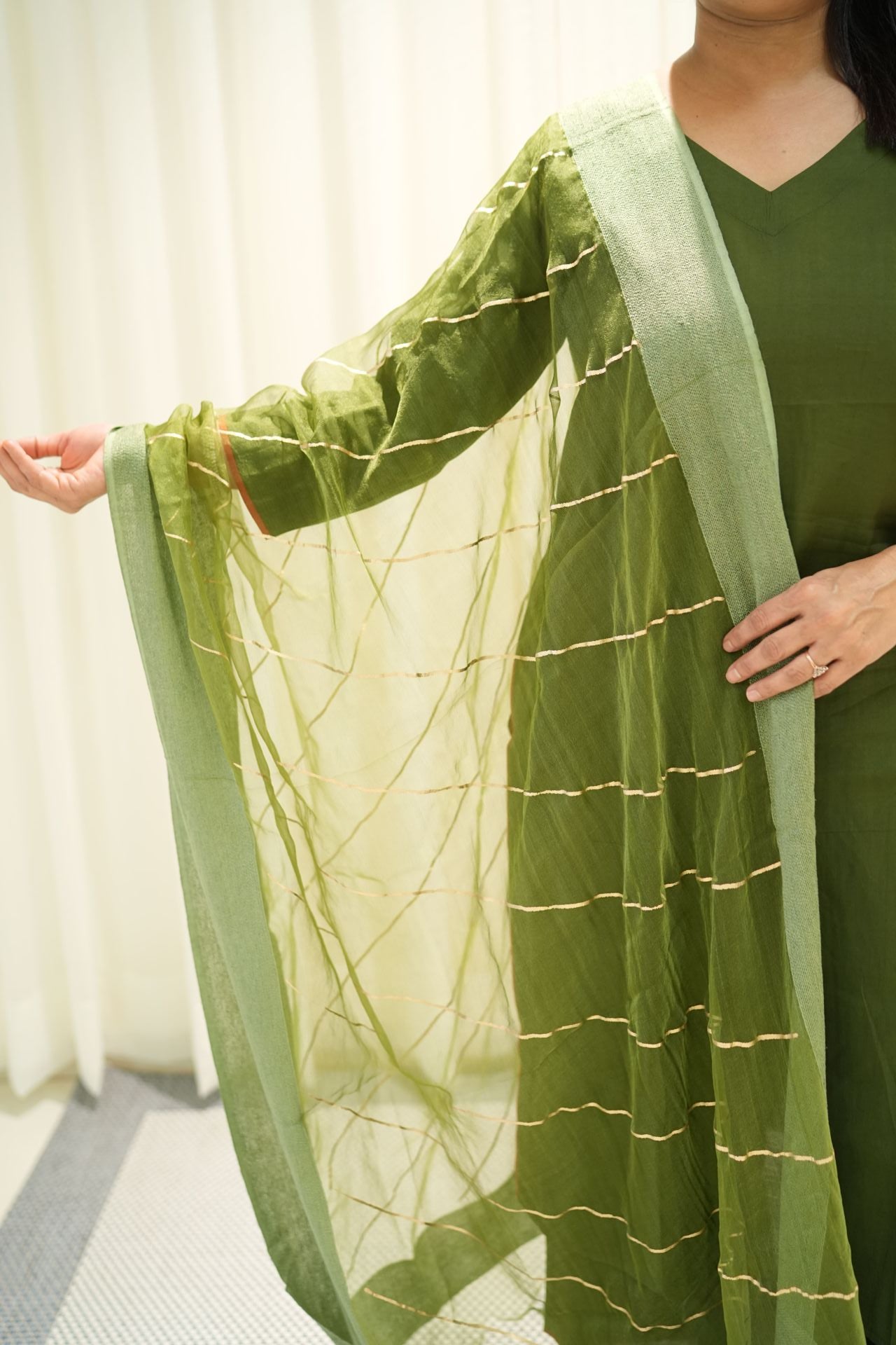 Timeless silk kurta set (Dark Green)