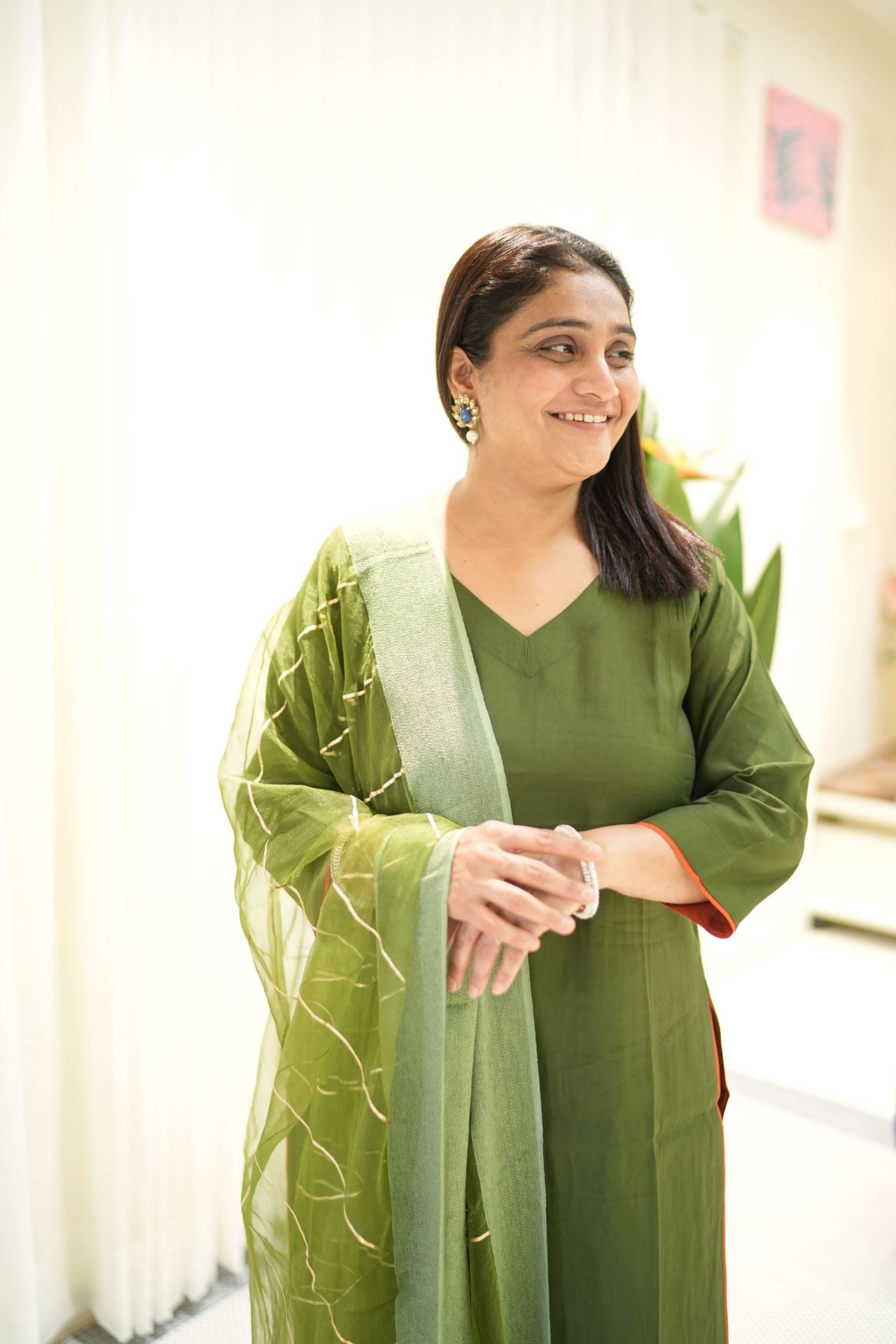 Timeless silk kurta set (Dark Green)