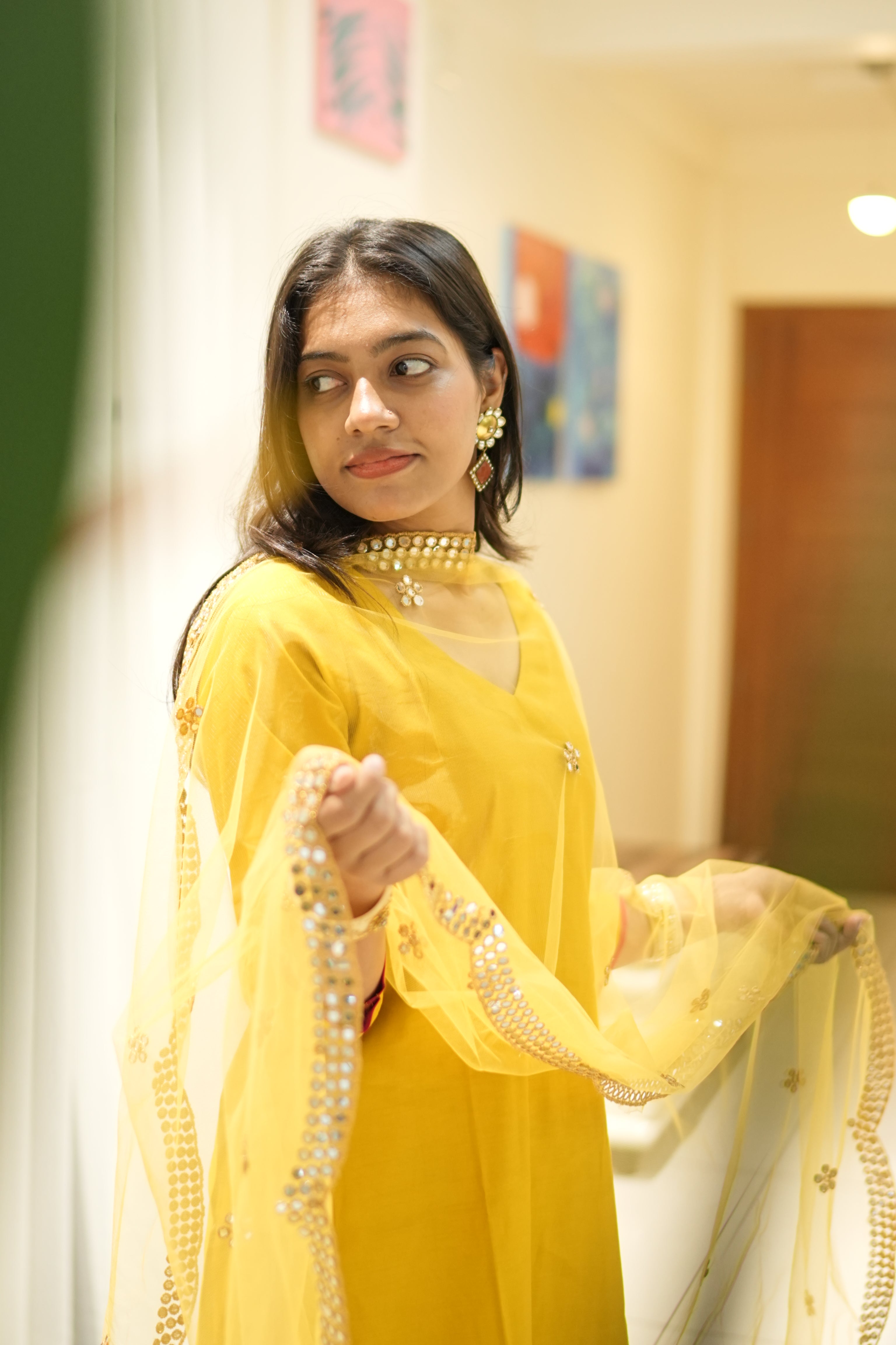 Timeless silk kurta set (Yellow)