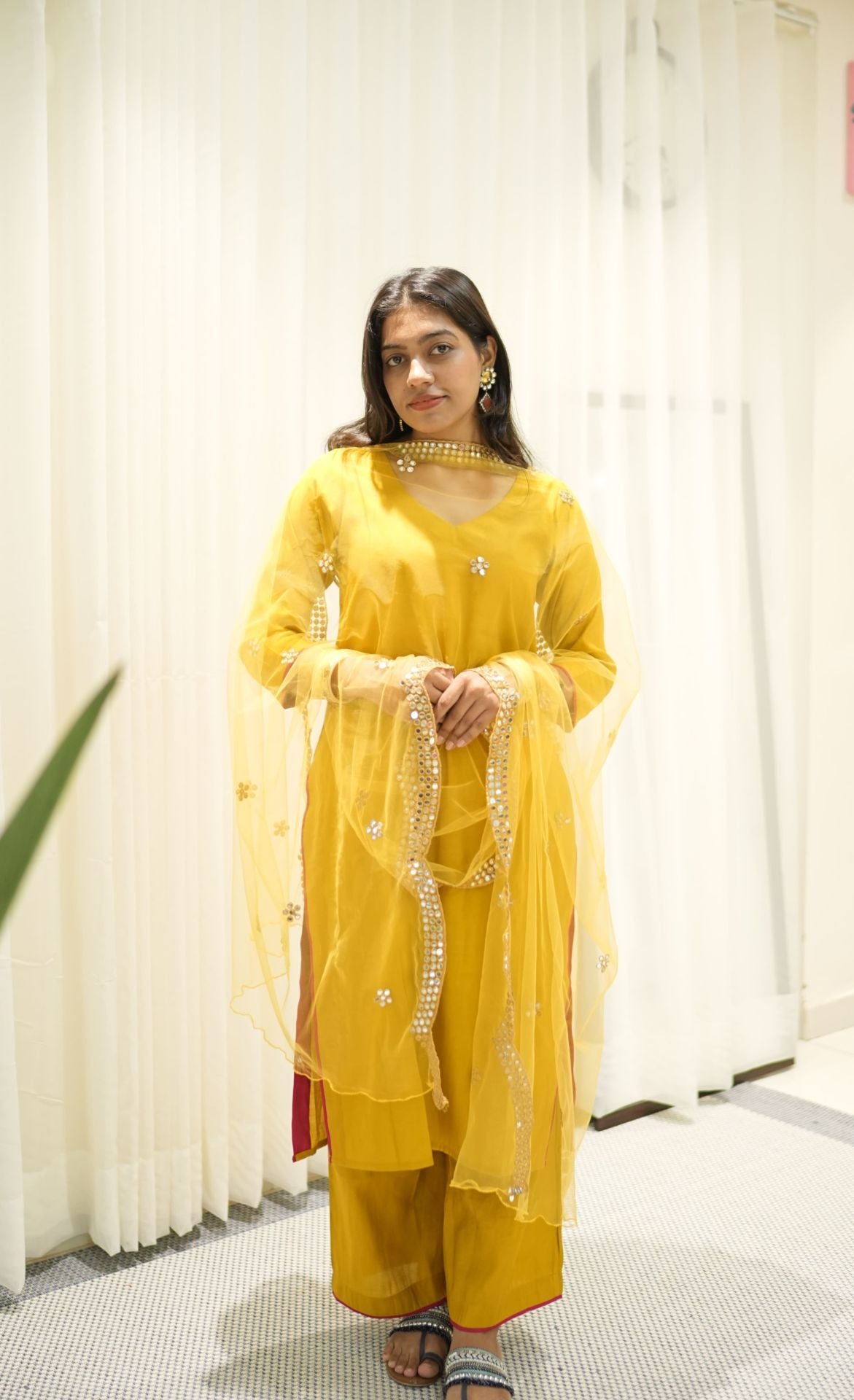 Timeless silk kurta set (Yellow)