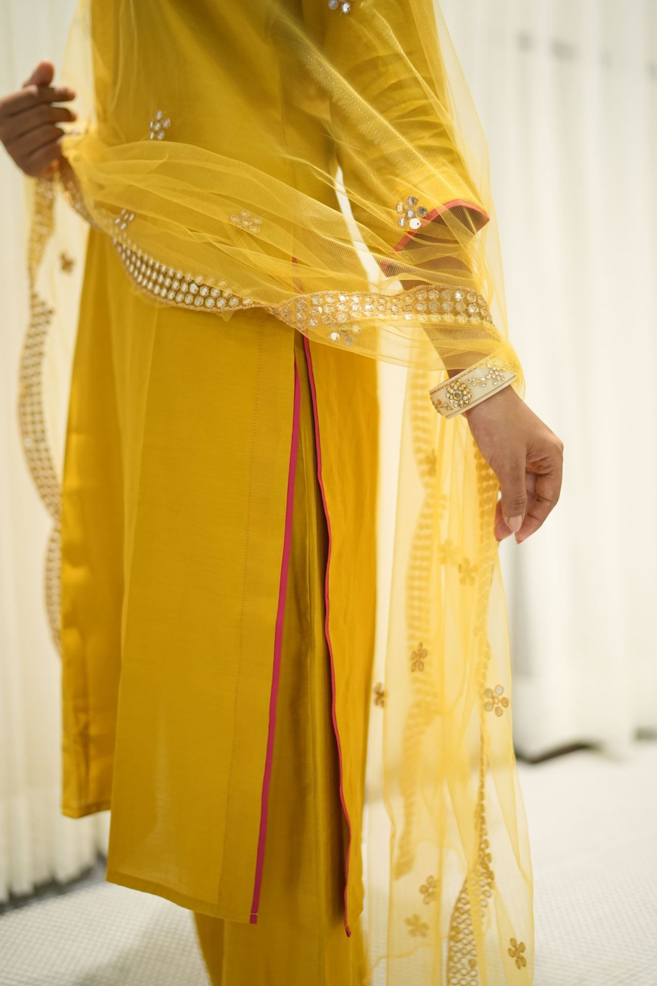 Timeless silk kurta set (Yellow)