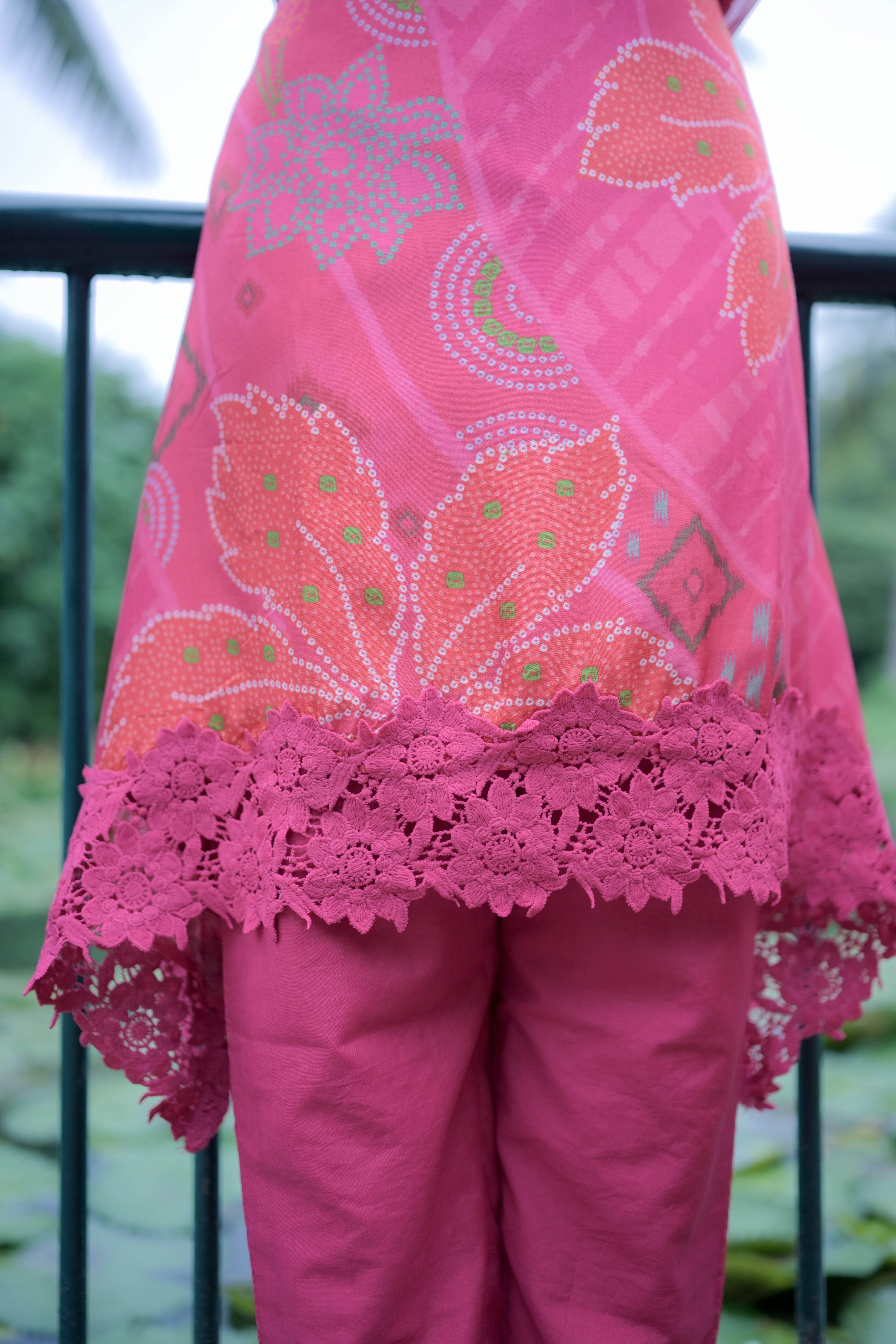 Riya Pink Bandhani Kurta Set