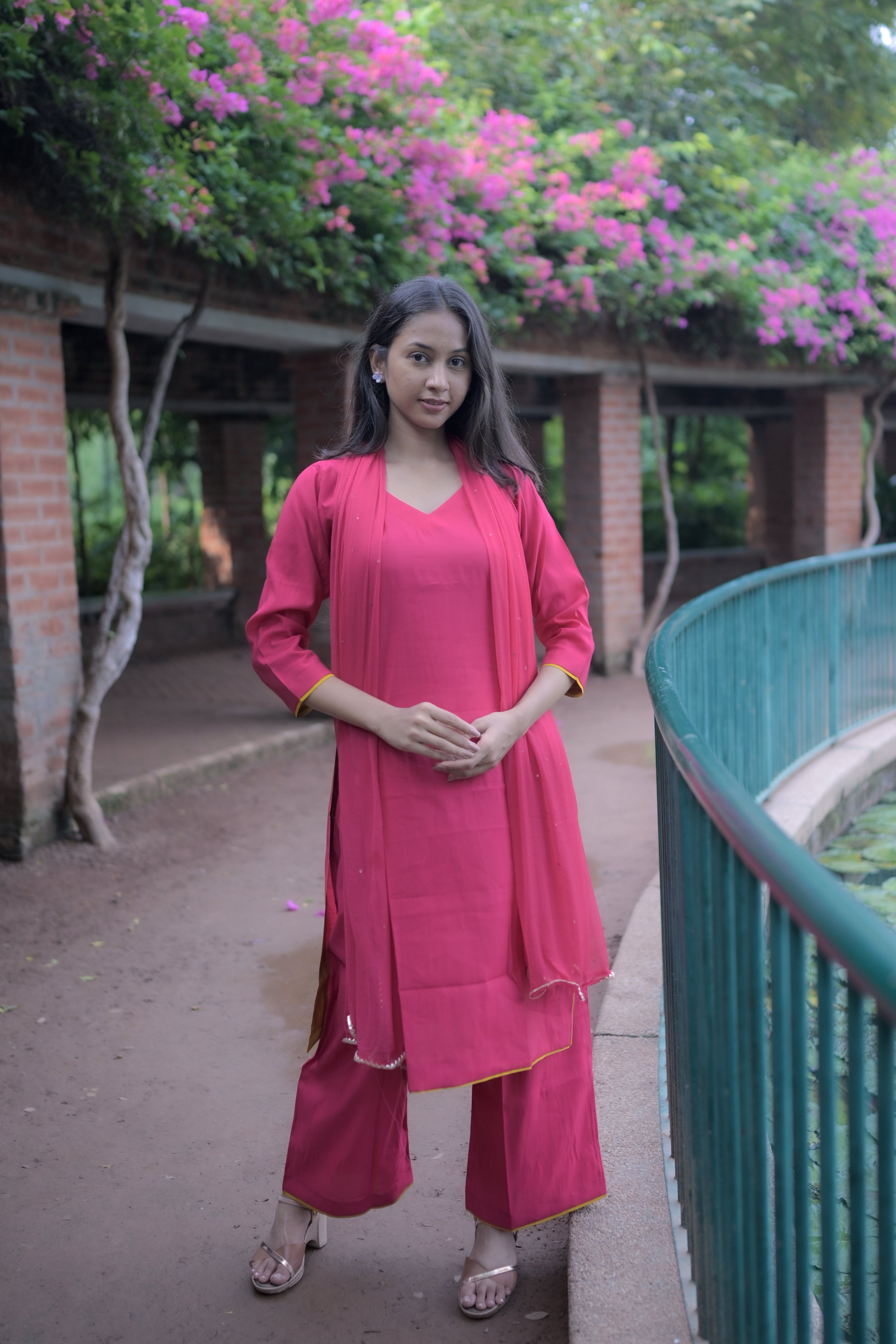 Timeless silk kurta set (Pink)