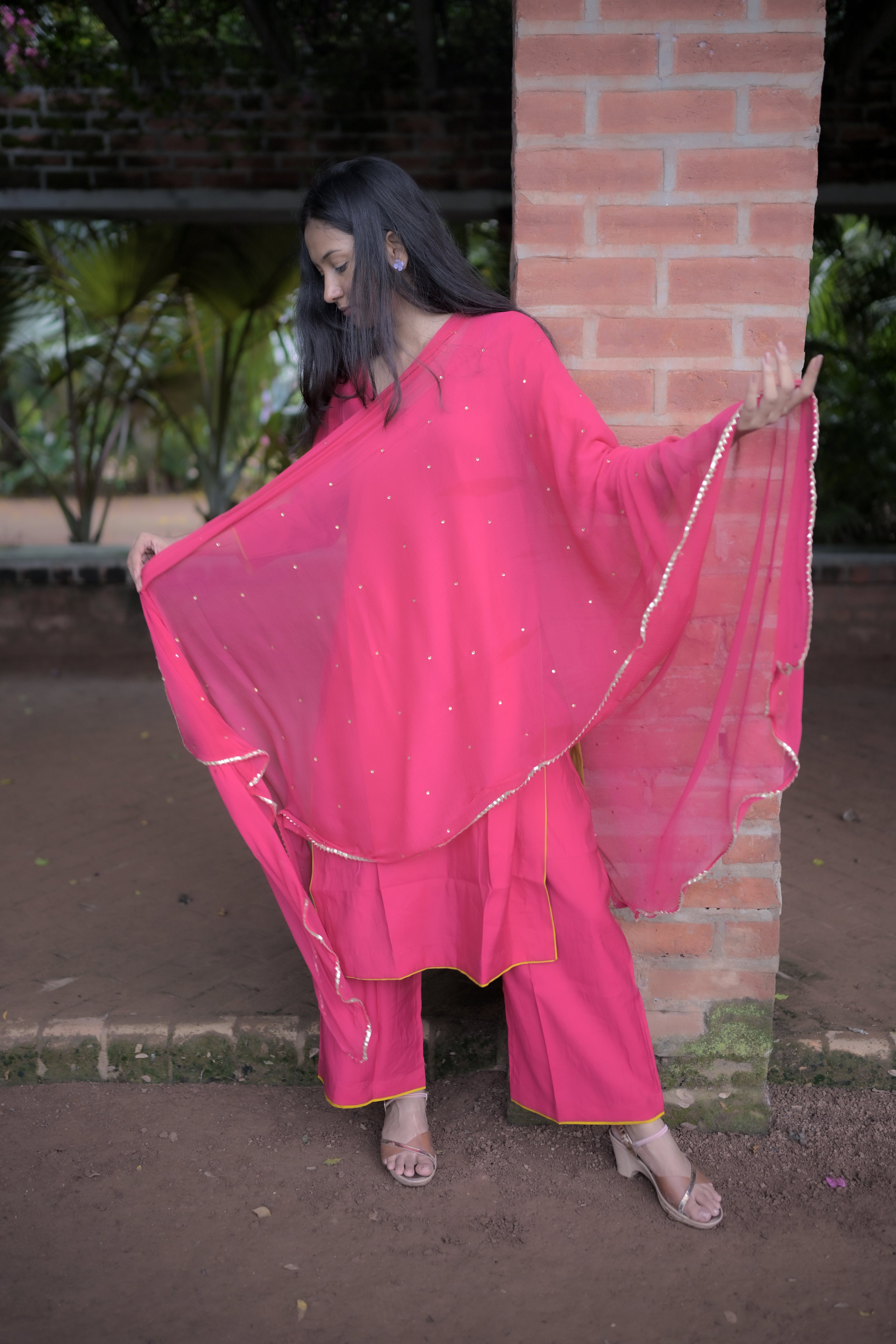 Timeless silk kurta set (Pink)