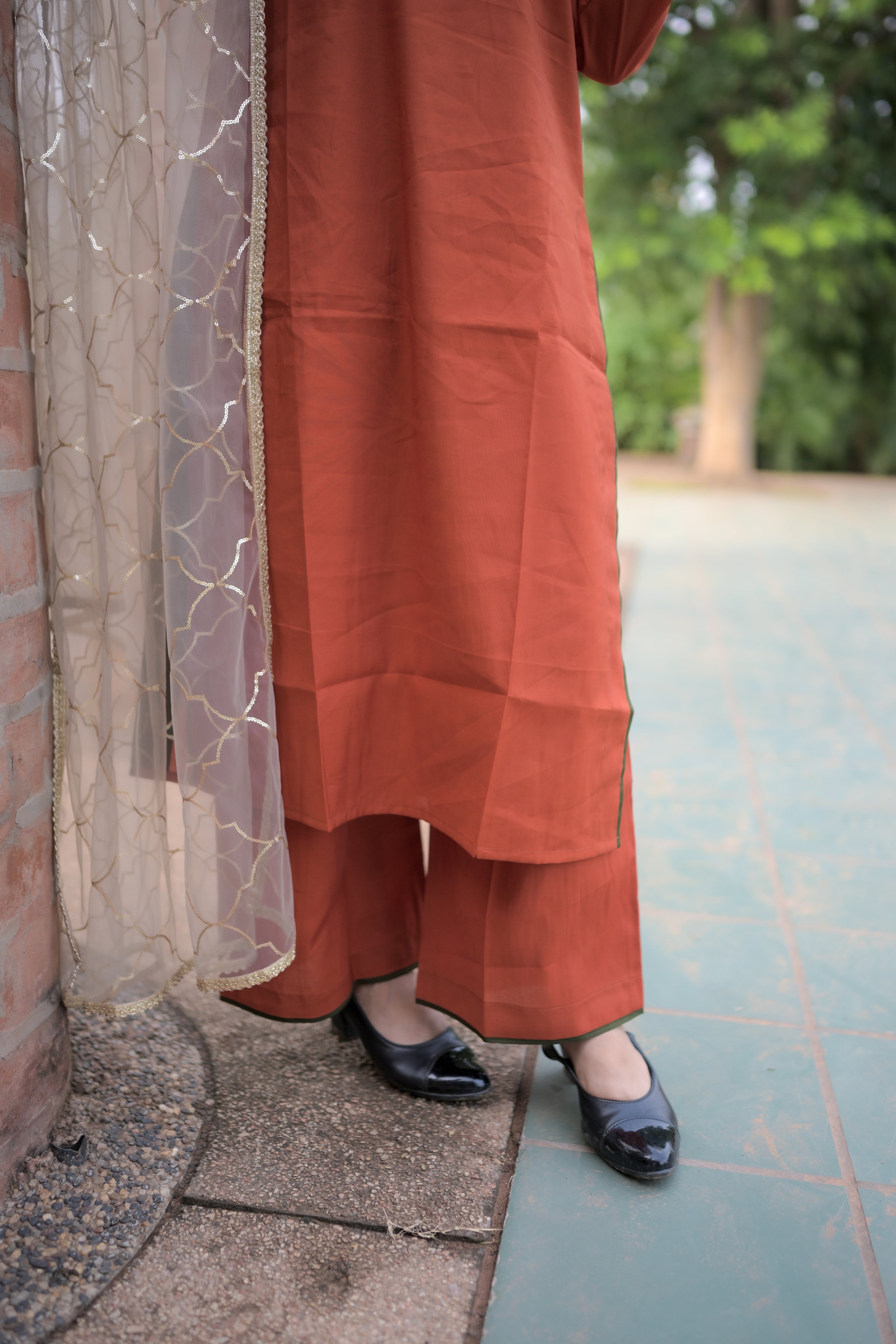 Timeless silk kurta set (Orange)