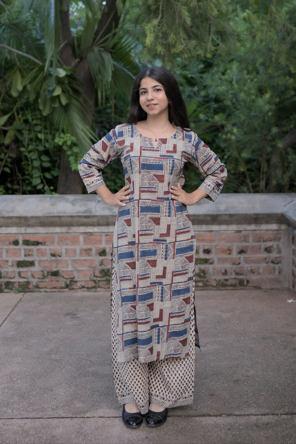 Beige Ajarak Saudagiri Kurta Set