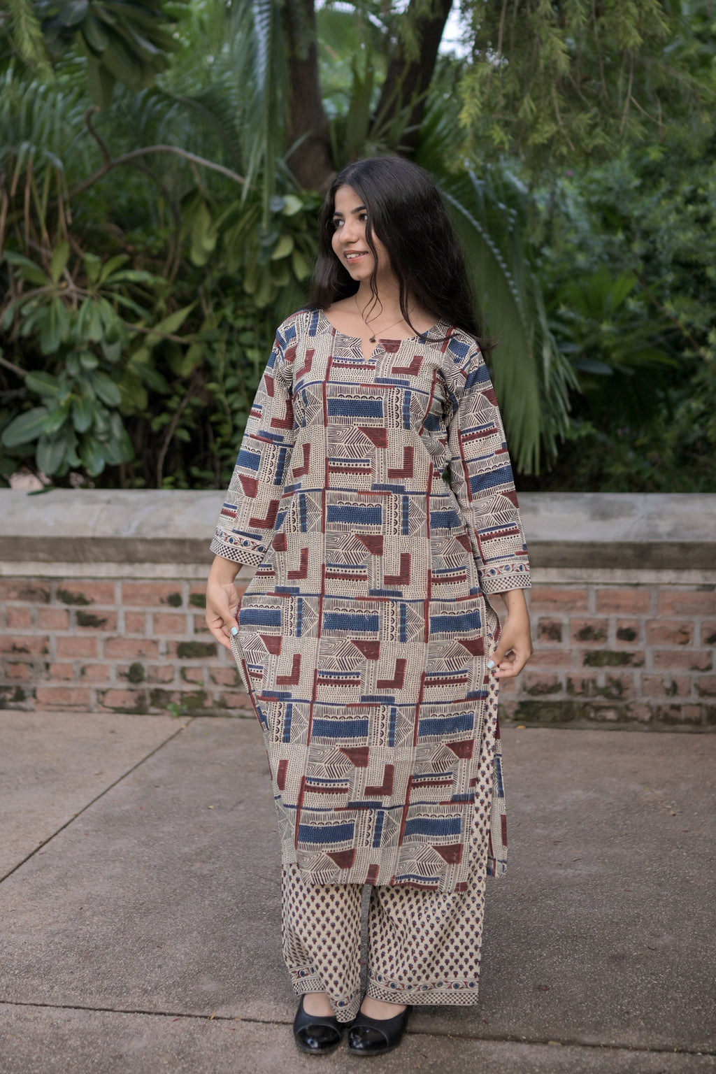 Beige Ajarak Saudagiri Kurta Set