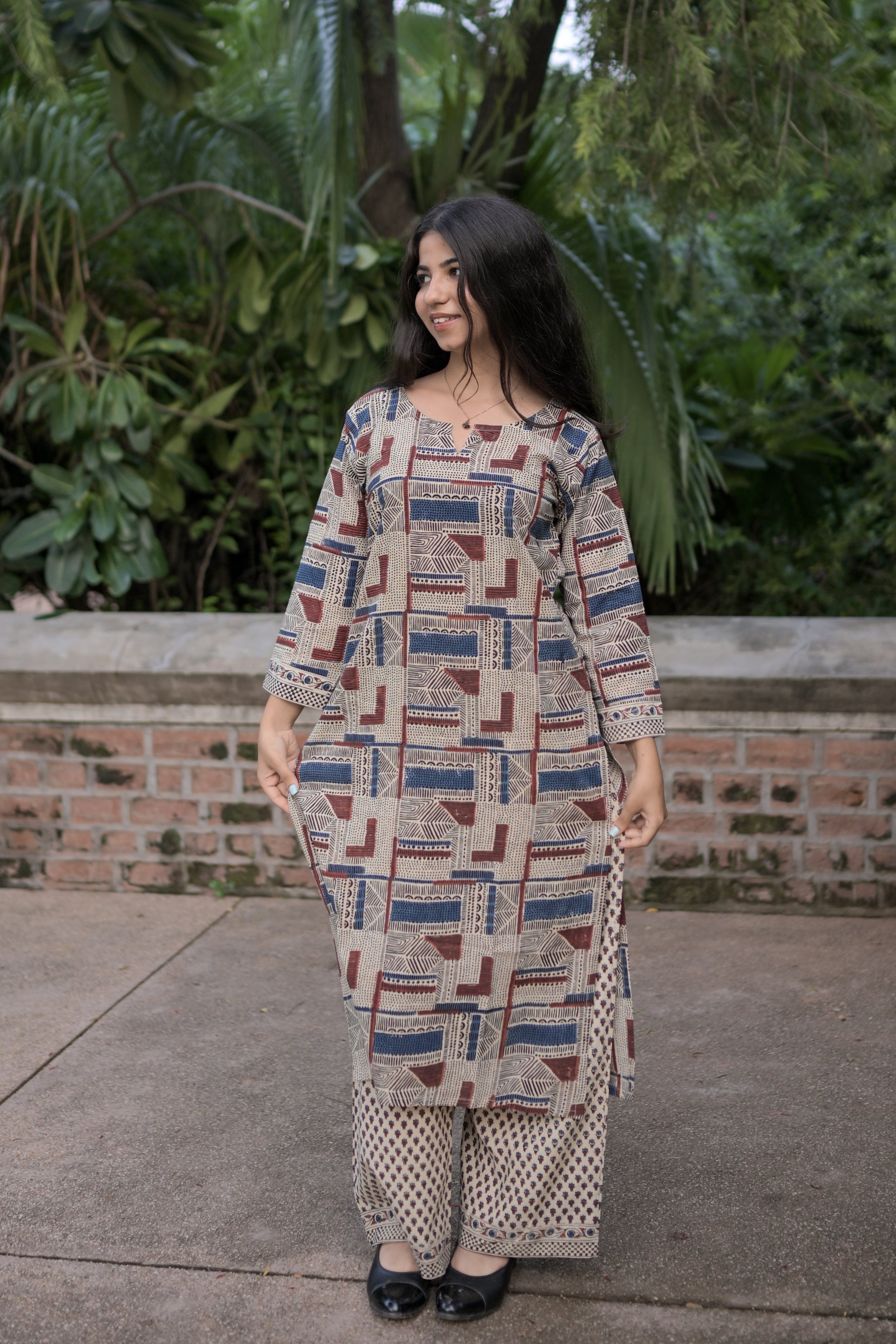 Beige Ajarak Saudagiri Kurta Set