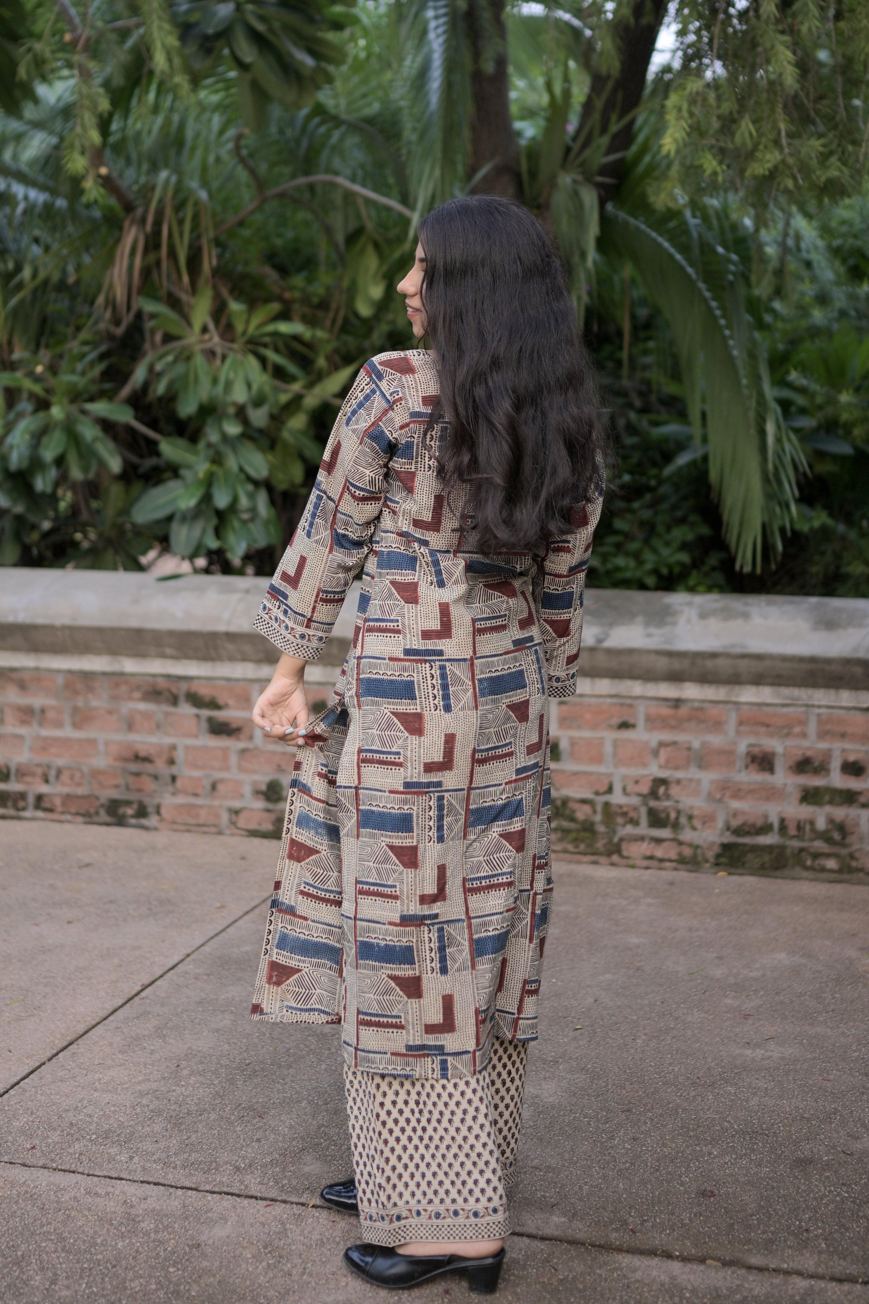 Beige Ajarak Saudagiri Kurta Set