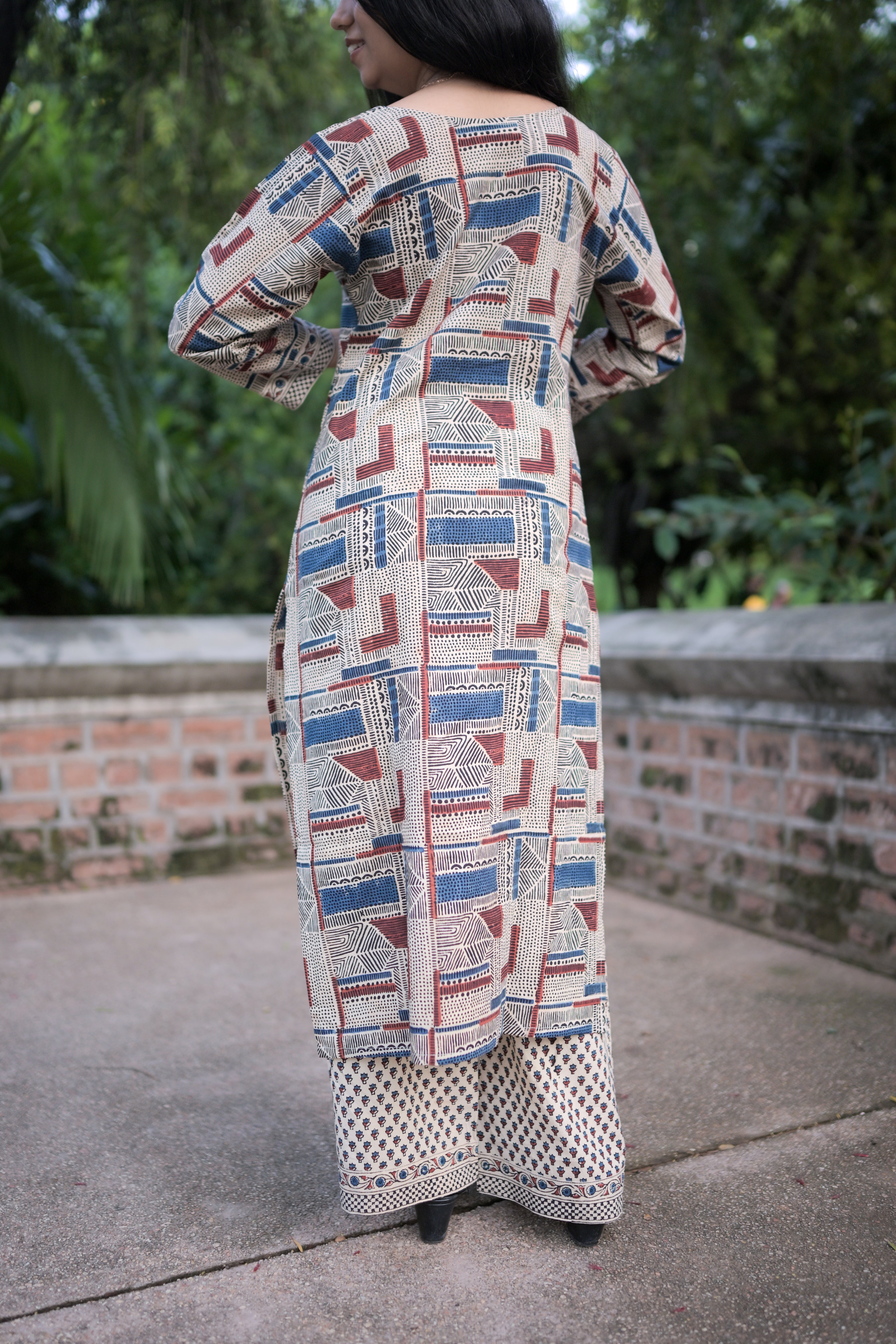 Beige Ajarak Saudagiri Kurta Set