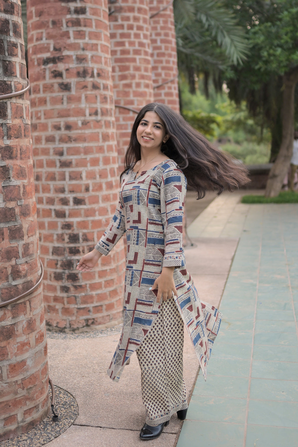 Beige Ajarak Saudagiri Kurta Set