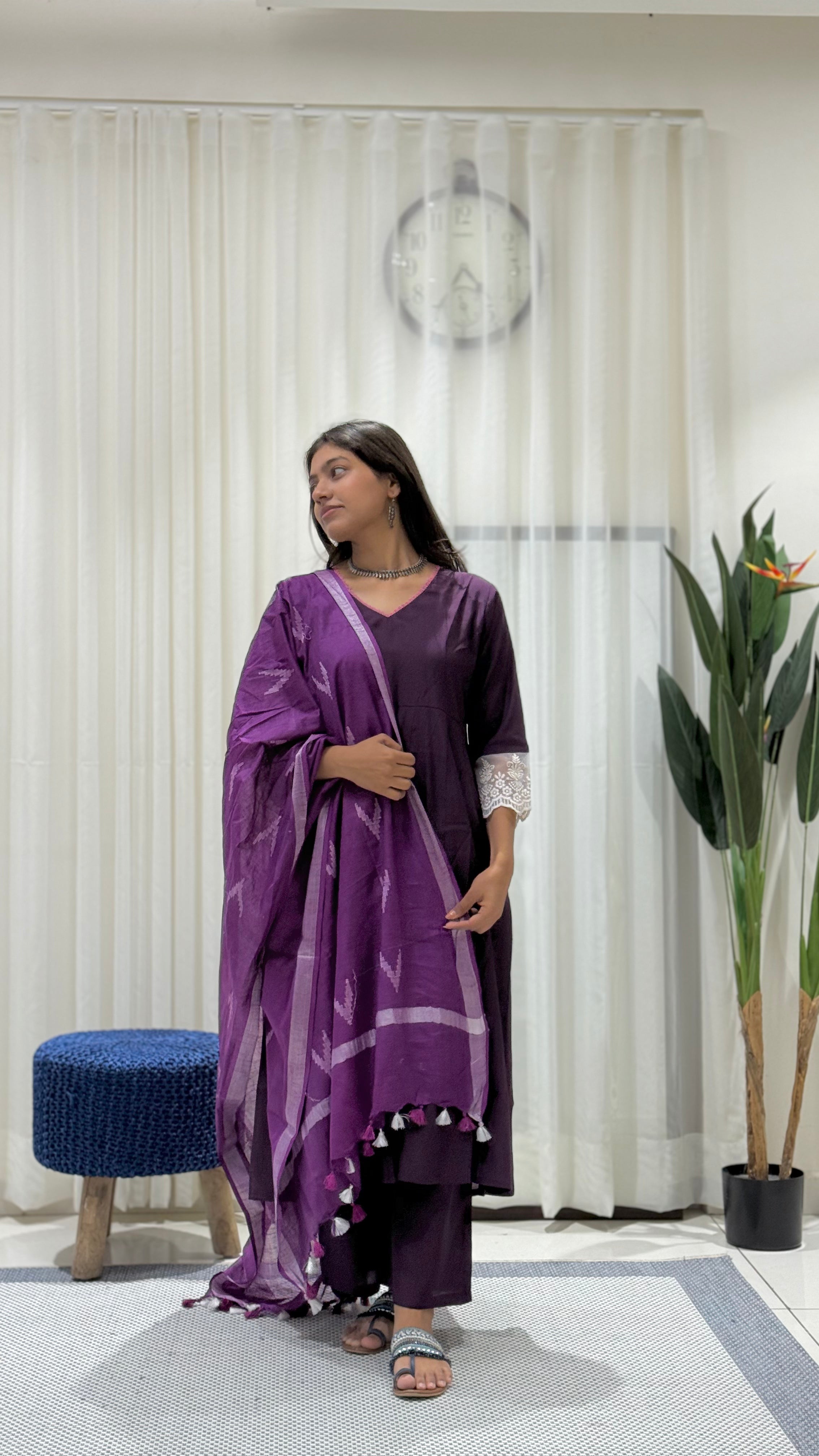 Timeless silk kurta set (Purple)