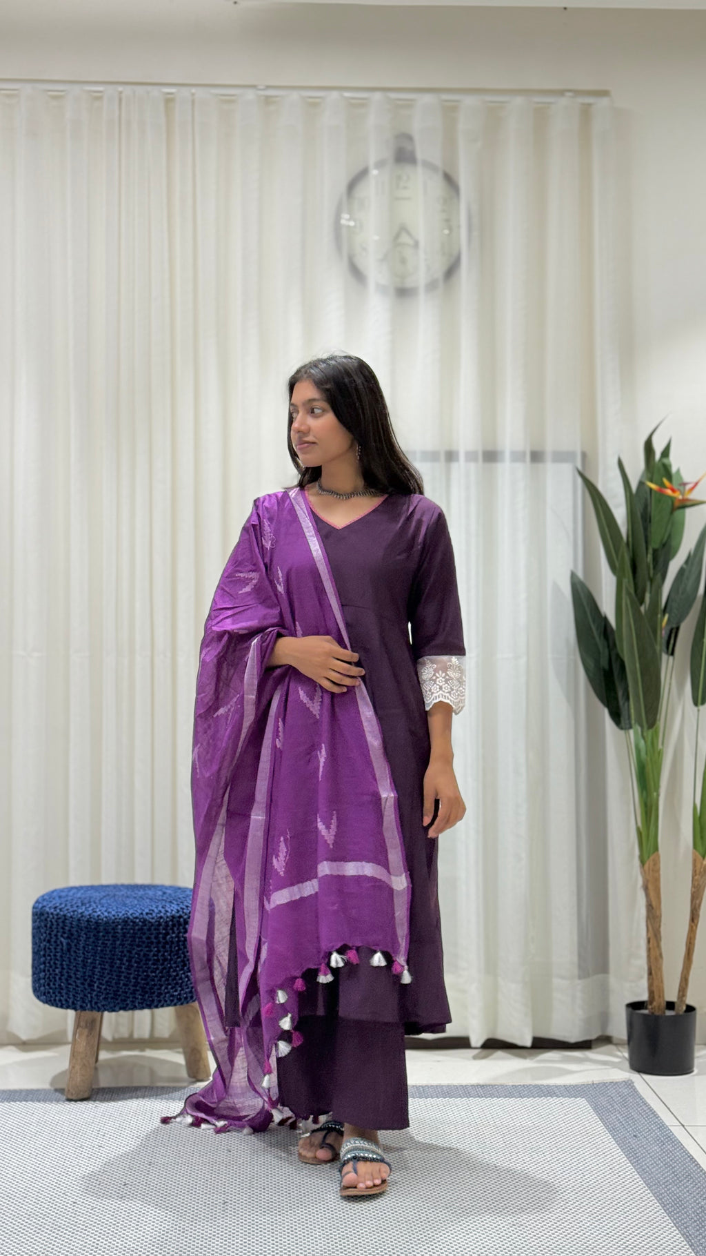 Timeless silk kurta set (Purple)