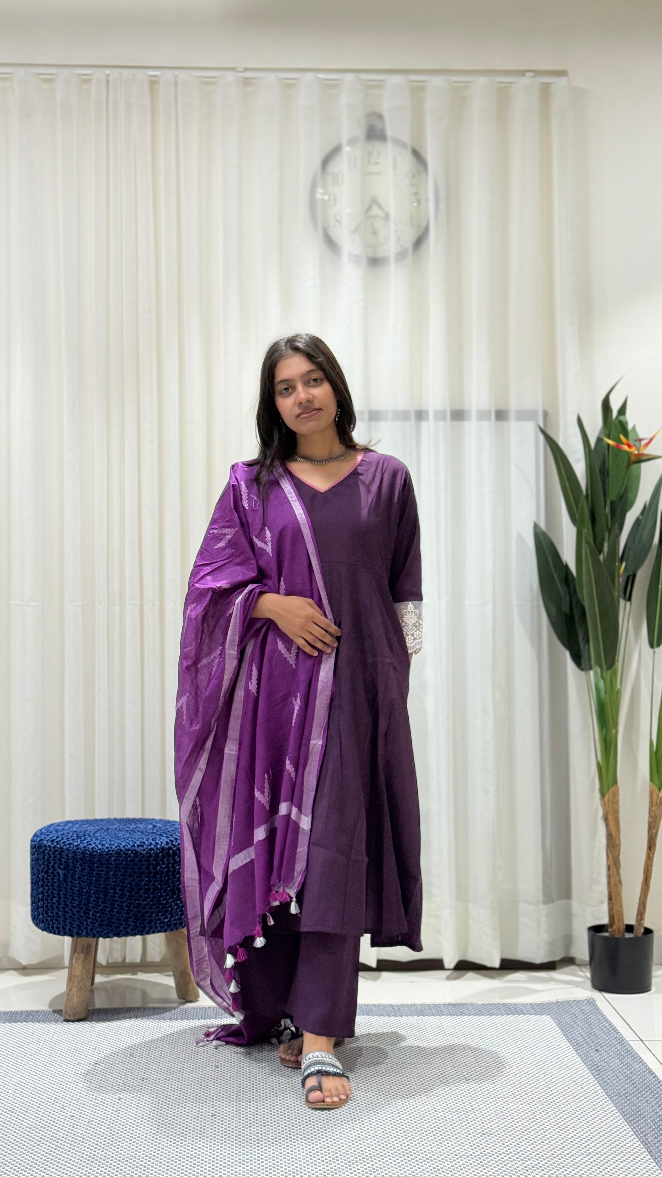 Timeless silk kurta set (Purple)