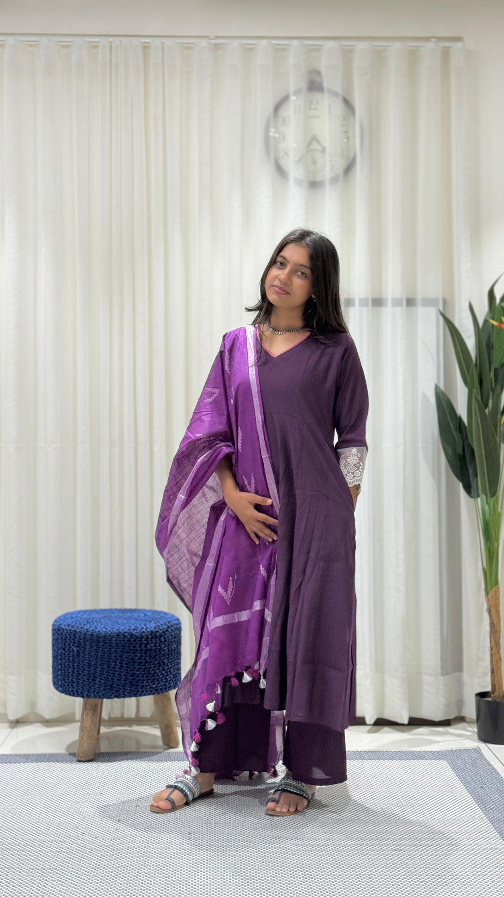 Timeless silk kurta set (Purple)