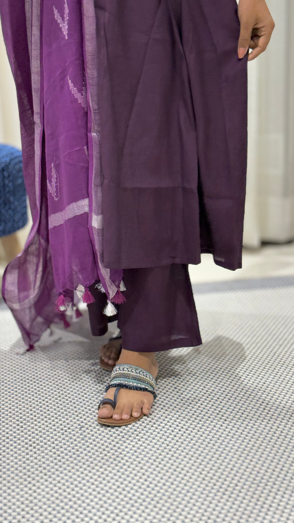 Timeless silk kurta set (Purple)