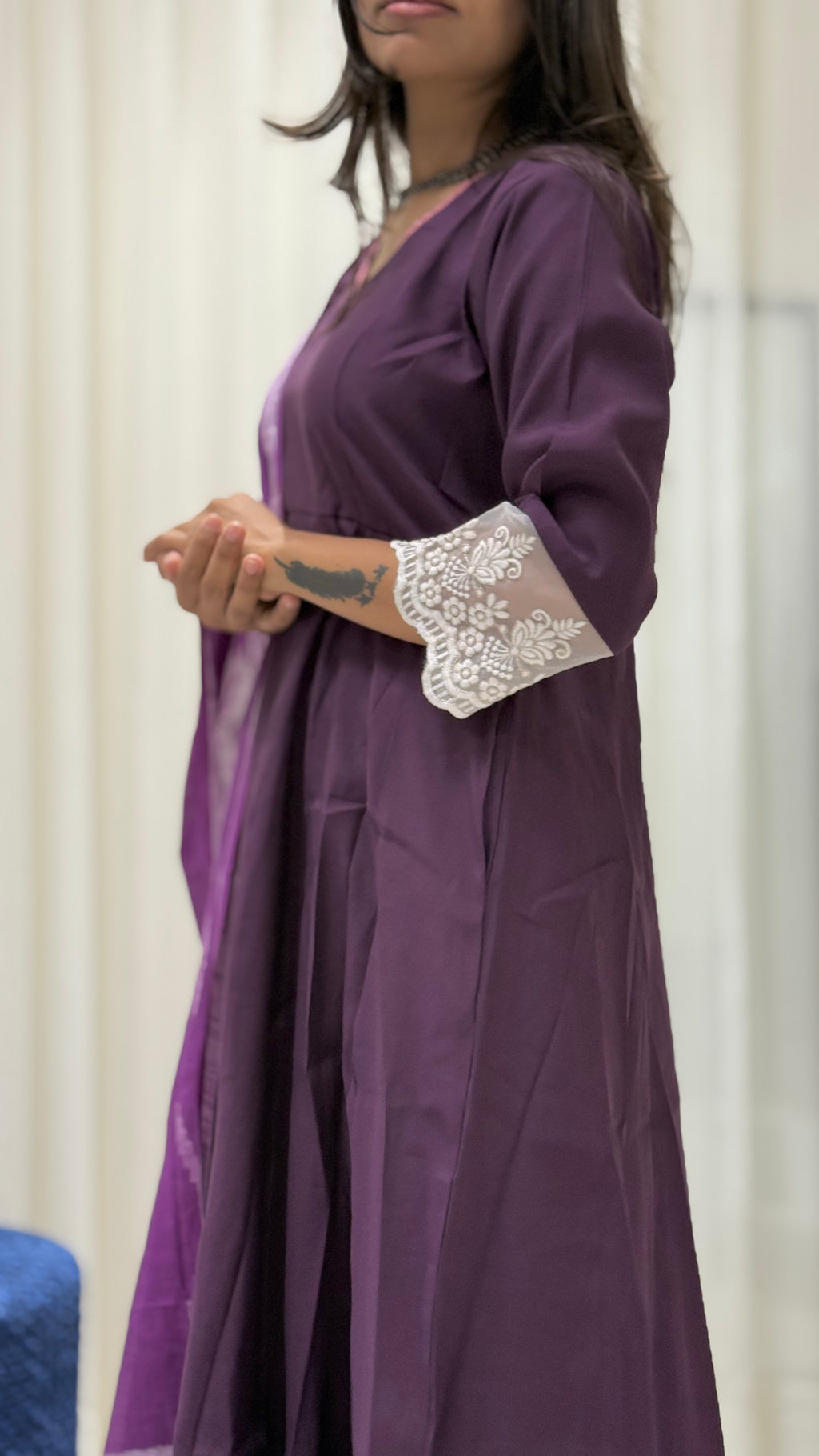 Timeless silk kurta set (Purple)