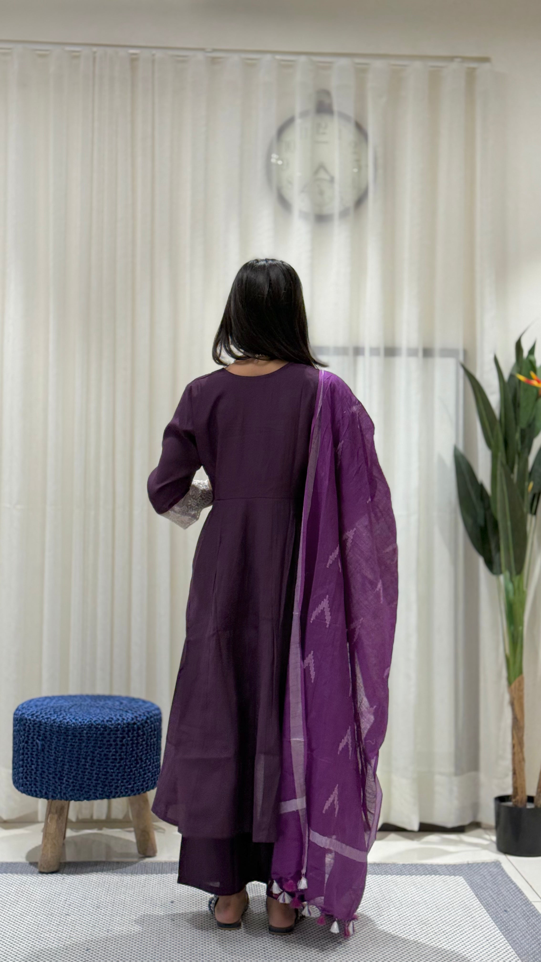 Timeless silk kurta set (Purple)