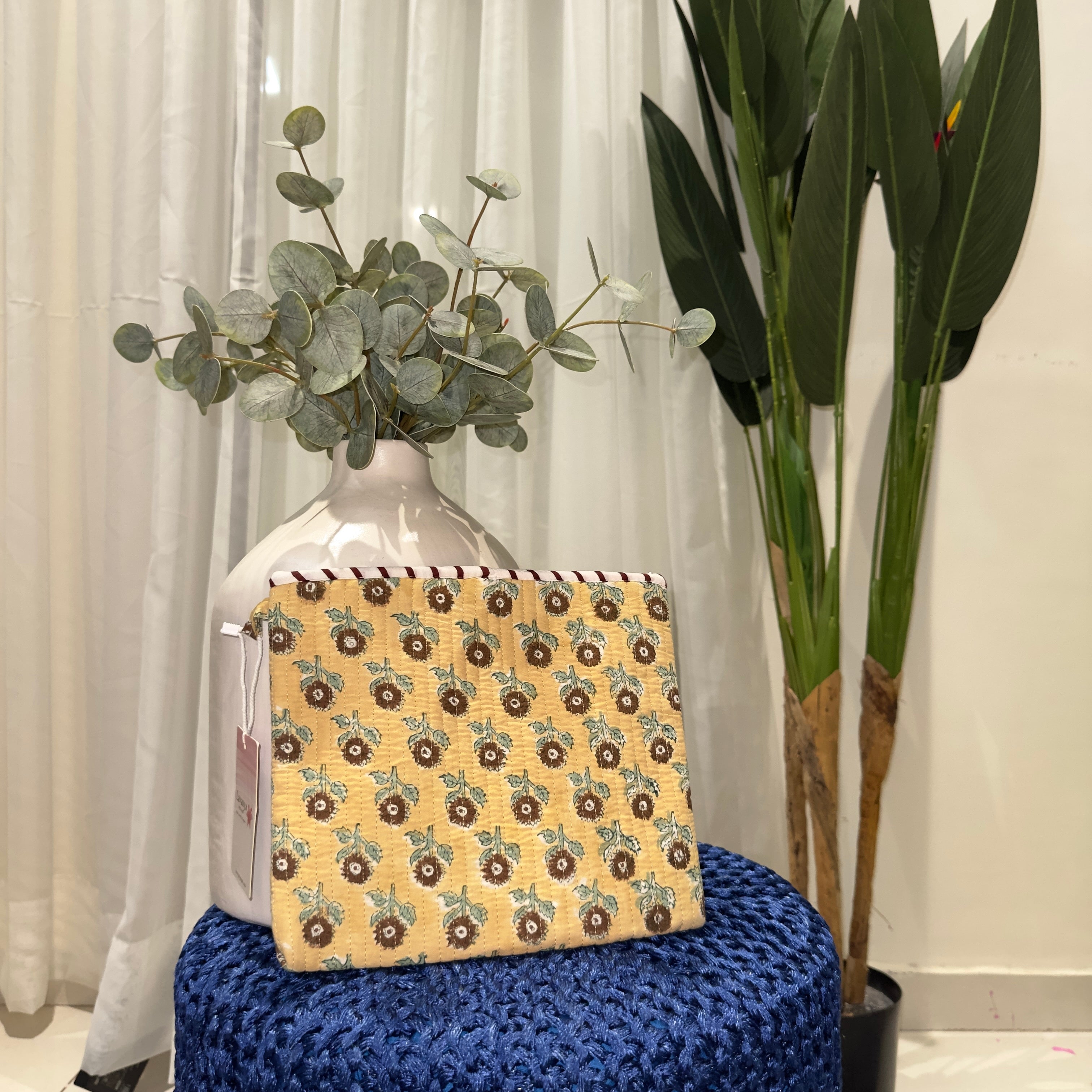 Block-Printed Cottom Zipper (Yellow)